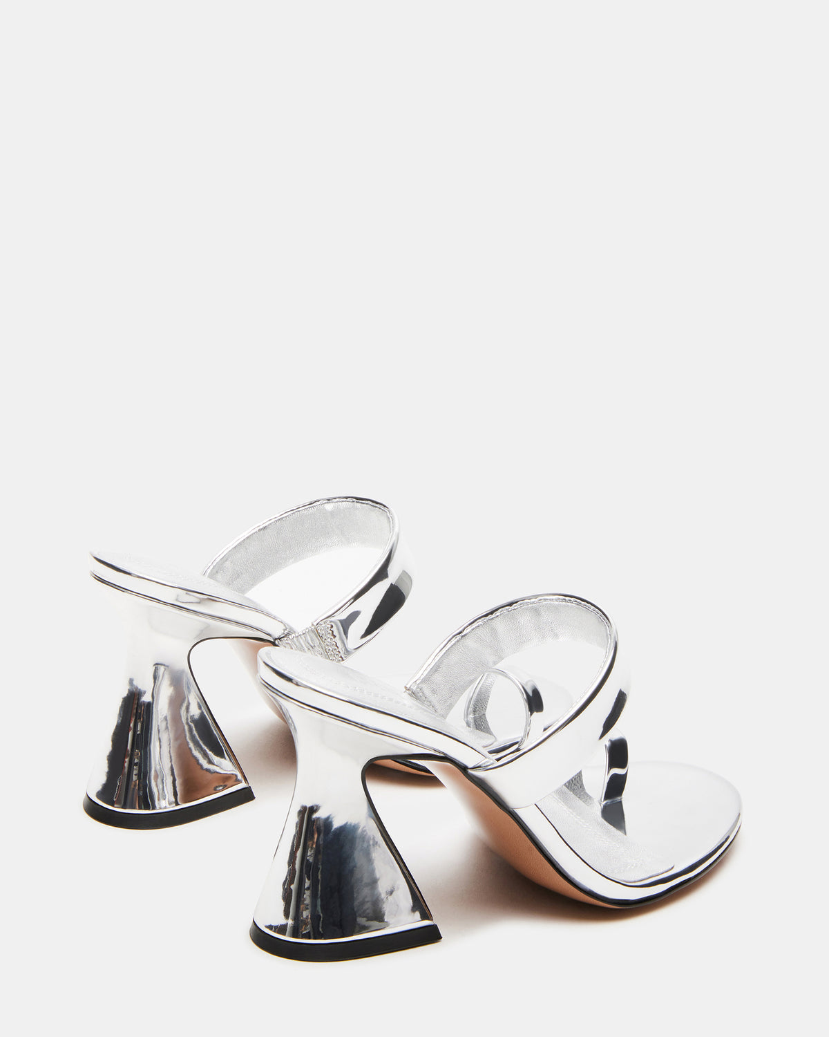 RENIE Silver Women's Open Toe Mule Heel