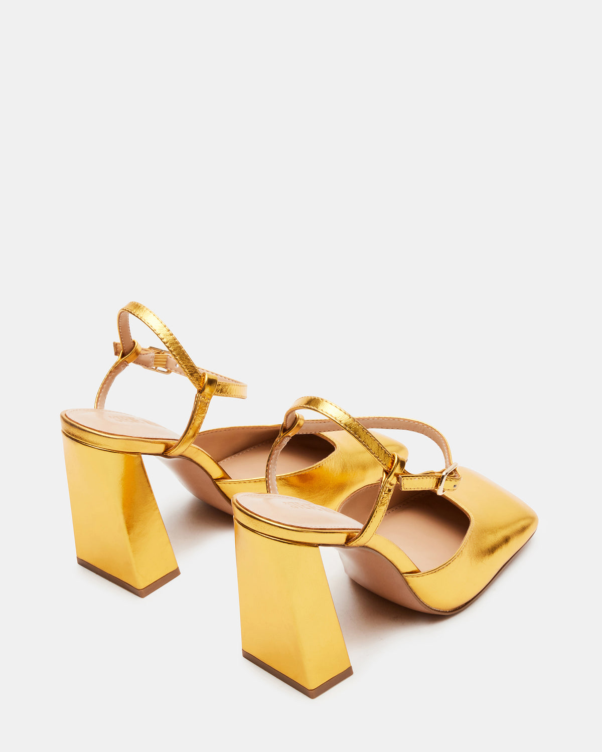 MOSAIC Gold Leather Square Toe Heel | Women's Heels