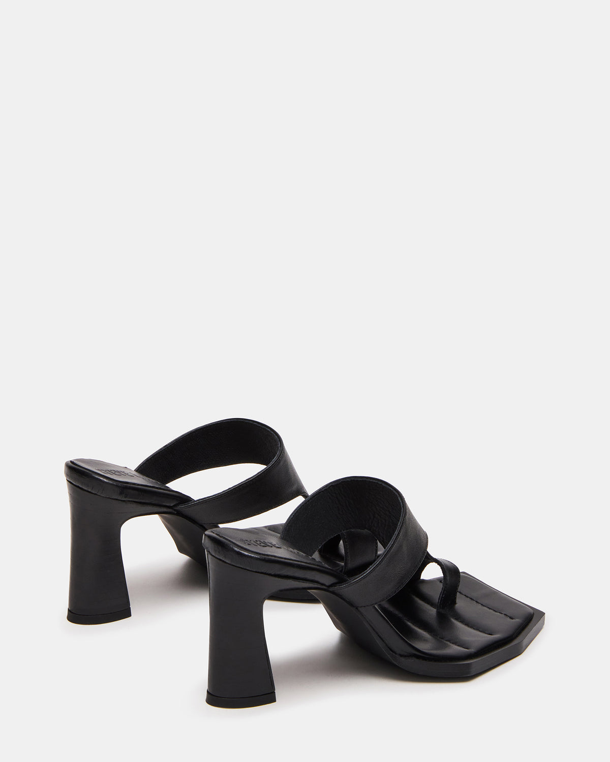 ALAMEDA Black Leather Square-Toe Mule Women's Heel
