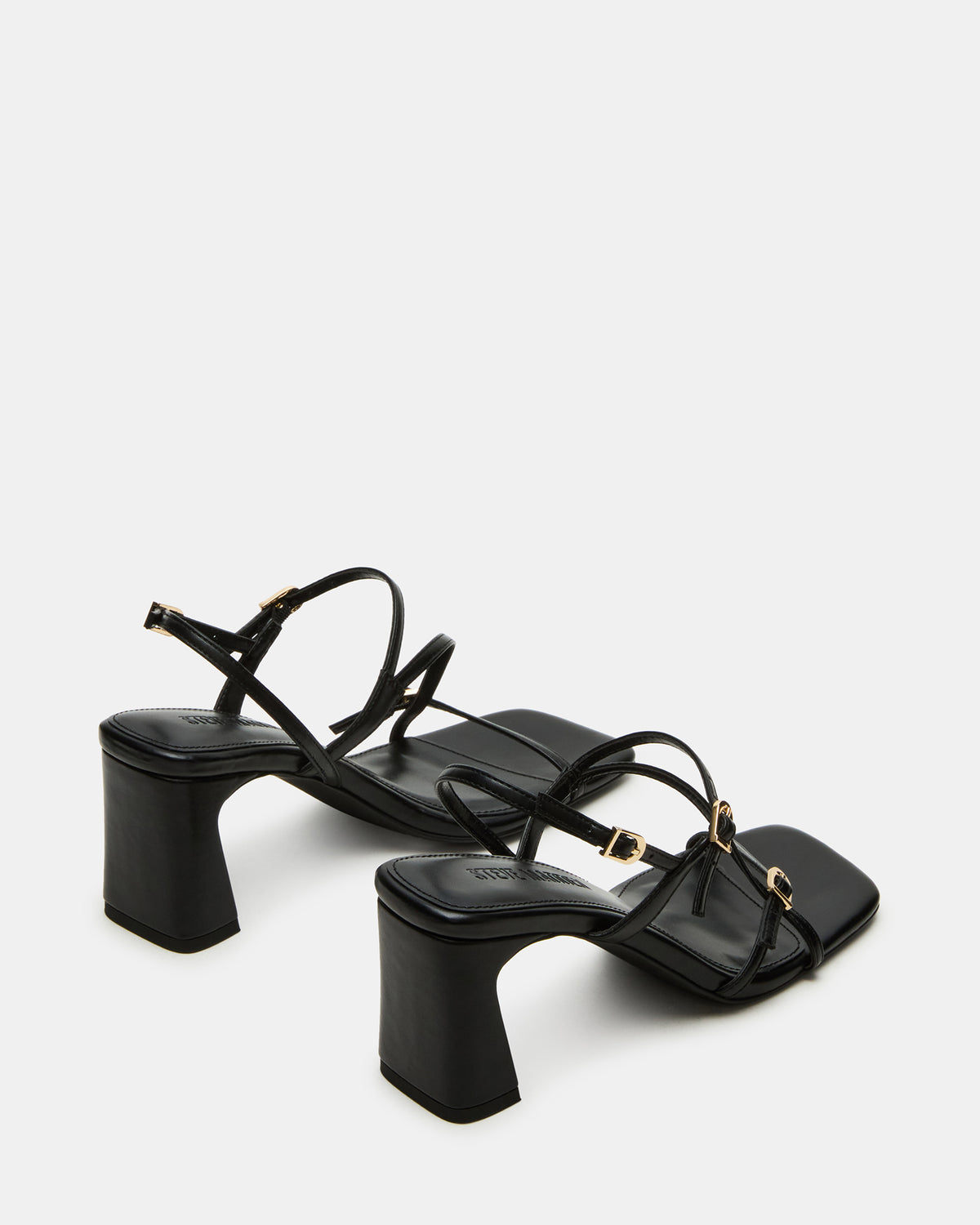 VANTAGE Black Women's Square-Toe Strappy Slingback Heel