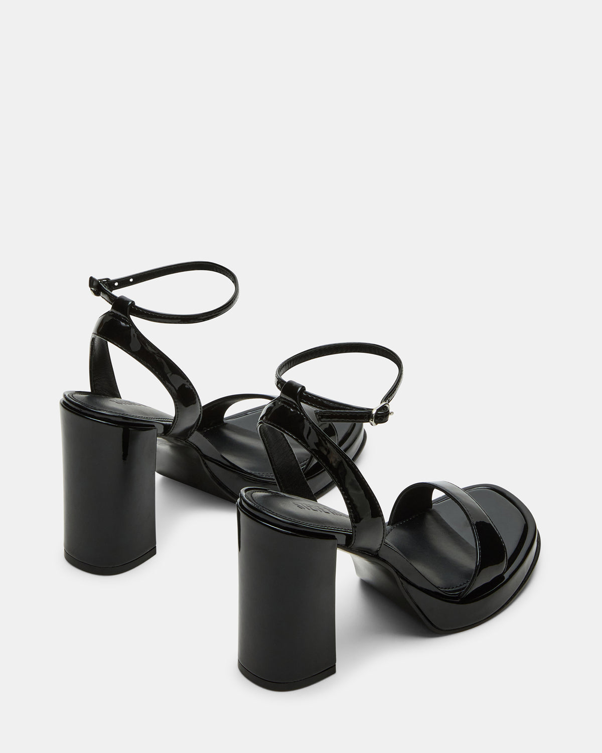 SULLIVAN Black Patent Square-Toe Strappy Heel | Women's Heels