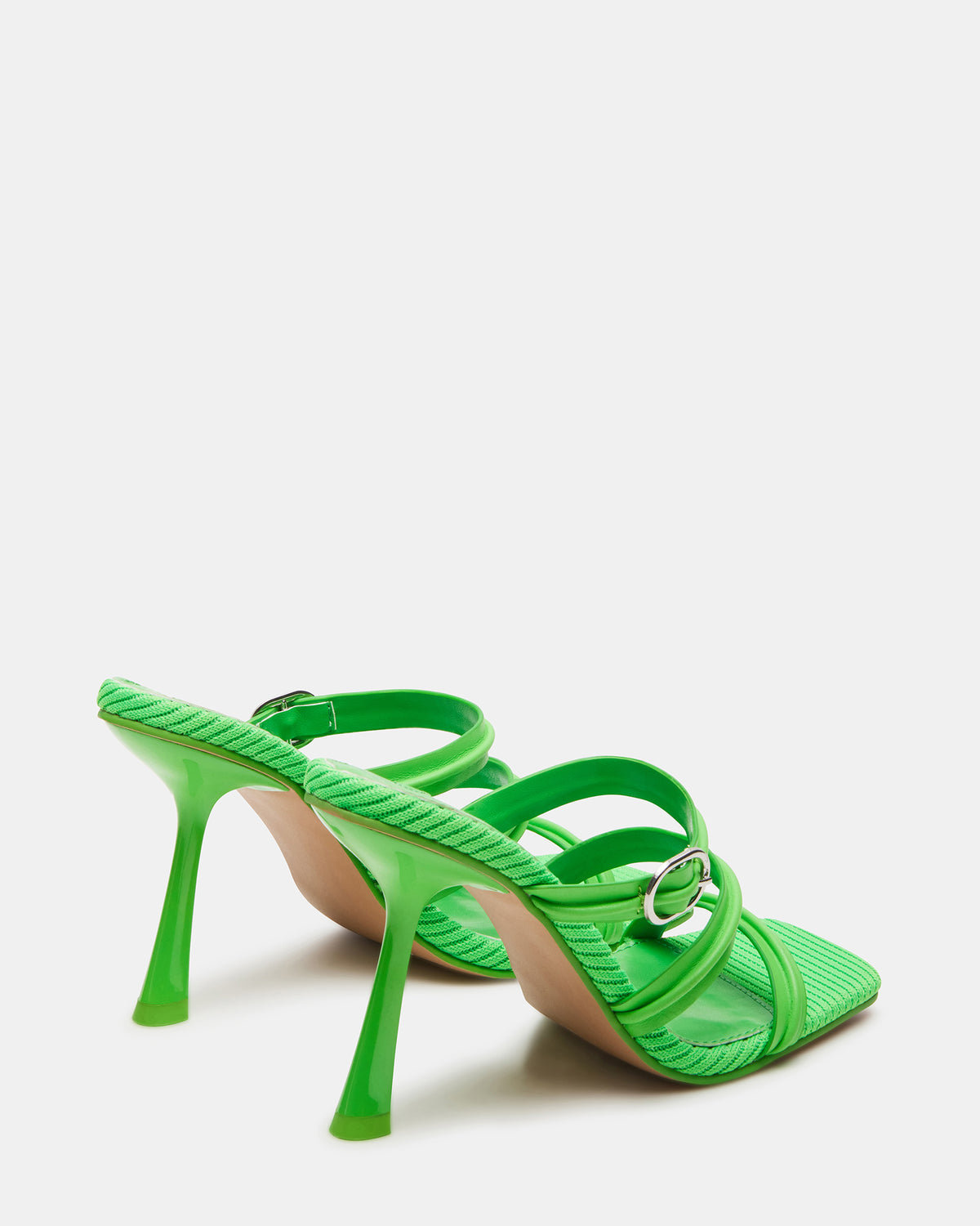 TRIN Green Strappy Square Toe Mule | Women's Heels