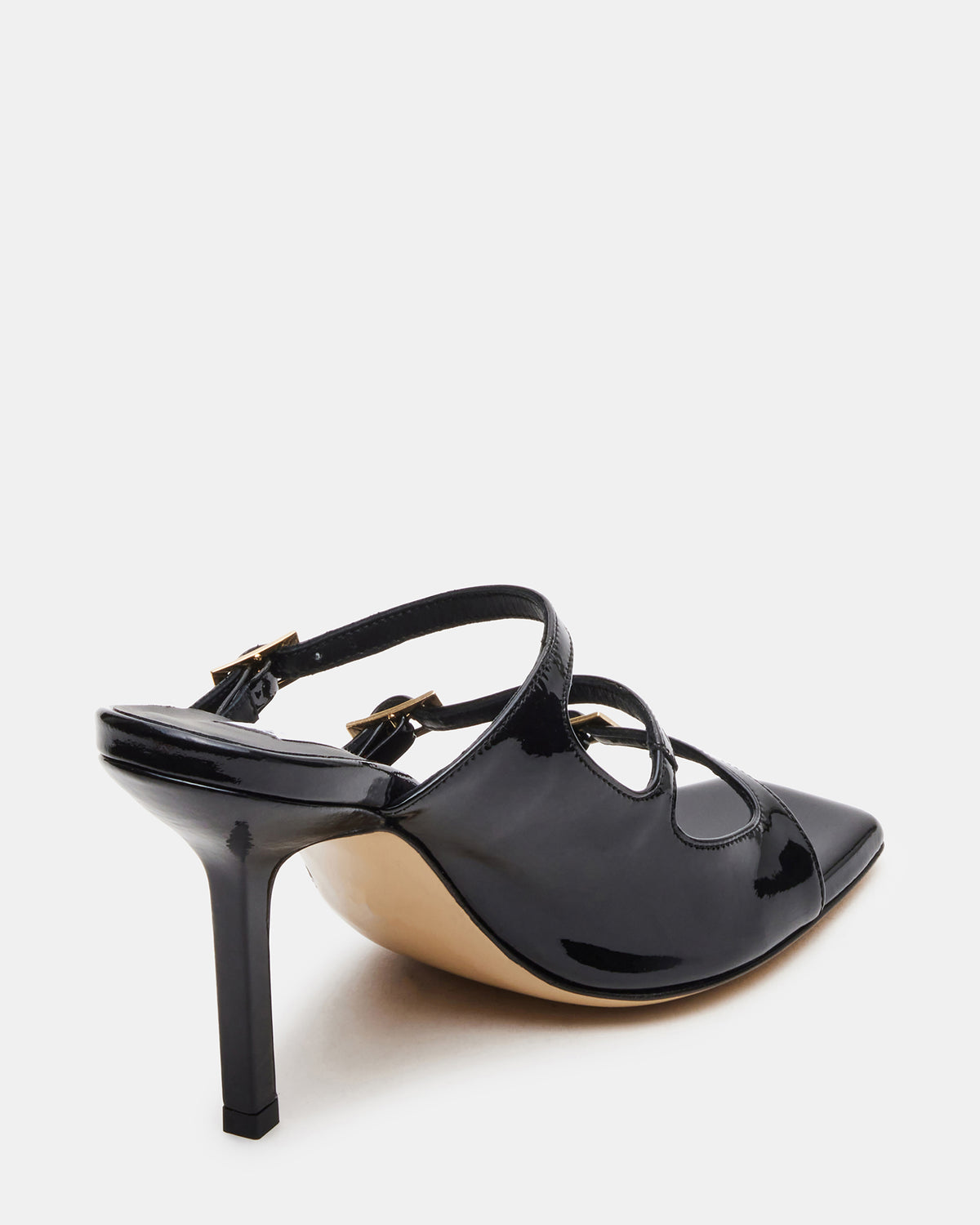 OPULENT Black Leather Square Toe Mule Heel | Women's Heels