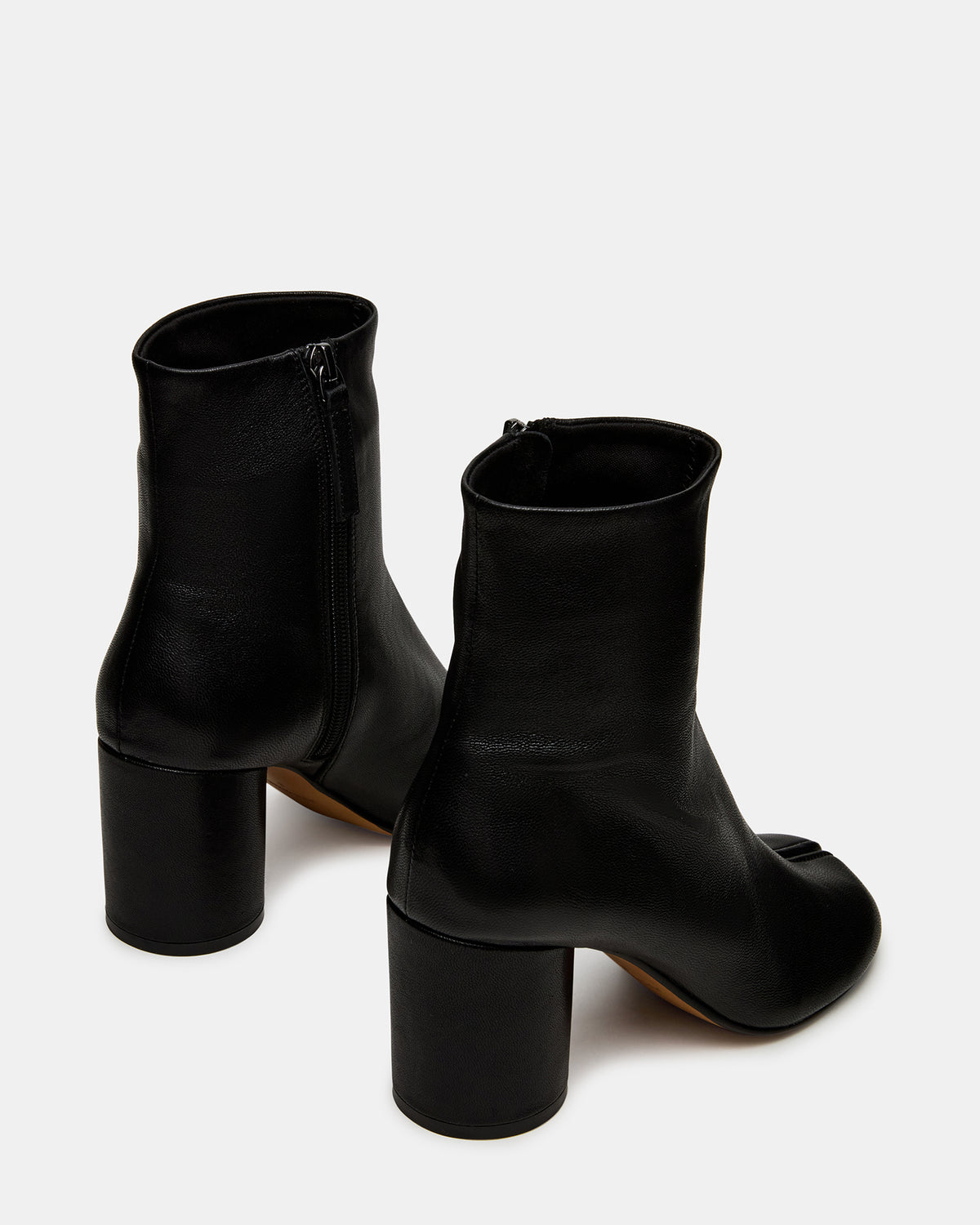 CARO Black Leather Tabi Split-Toe Block Heel Women's Ankle Boot