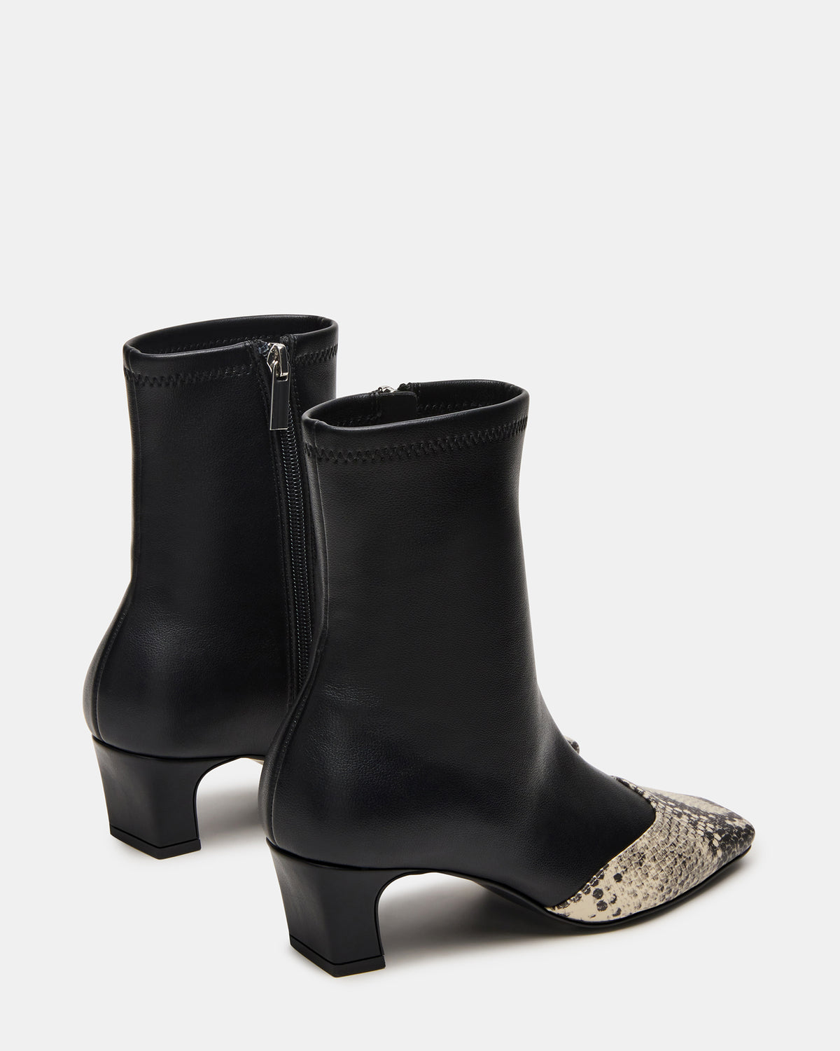 JETER Black Snake Square-Toe Women's Ankle Boot