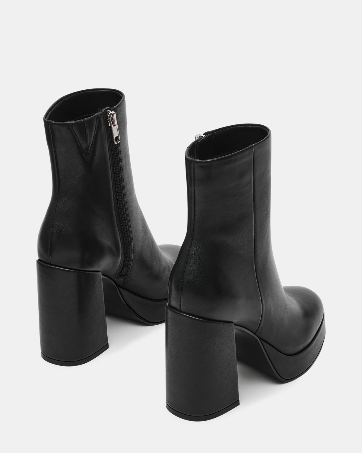 TYRA Black Leather Platform Block Heel Women's Ankle Boot