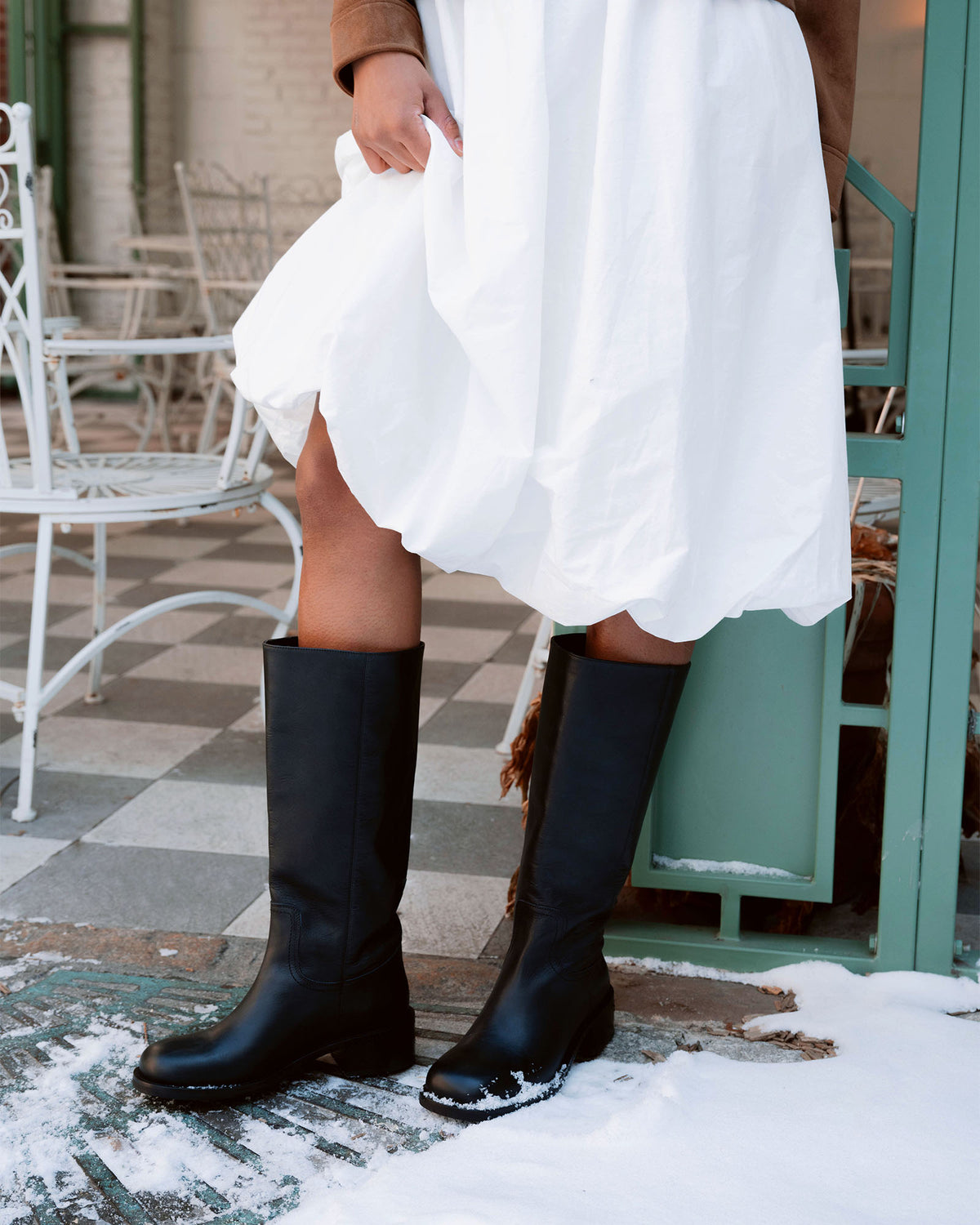 RIGGS Black Leather Square-Toe Women's Boot