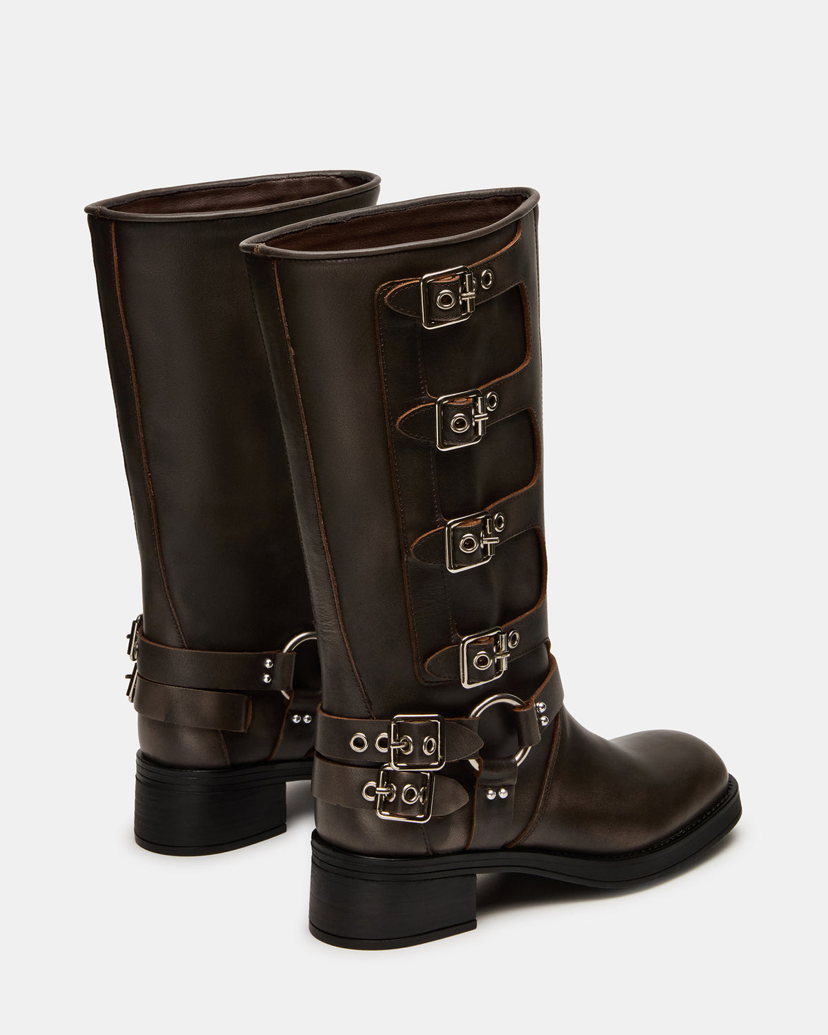 ROCKY Brown Distressed Wide Calf Knee-High Moto Women's Boot
