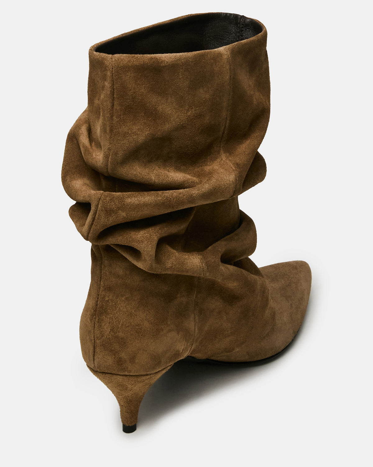 LEXEN Taupe Suede Pointed-Toe Fold-Over Scrunched Women's Ankle Boot