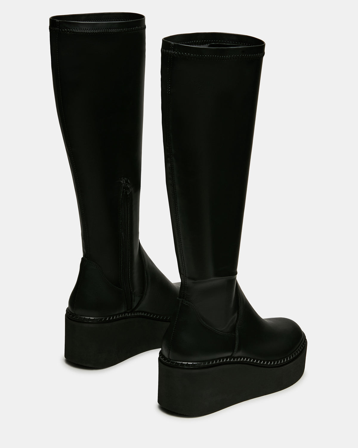 DRACO Black Knee-High Round-Toe Platform Women's Boot