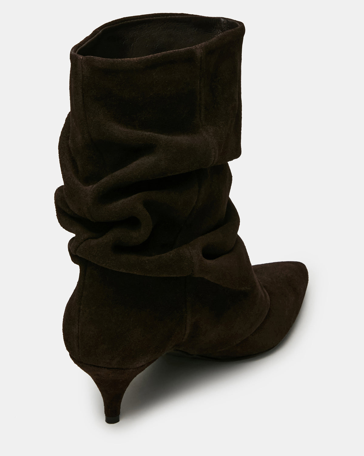 LEXEN Brown Suede Pointed-Toe Fold-Over Scrunched Women's Ankle Boot