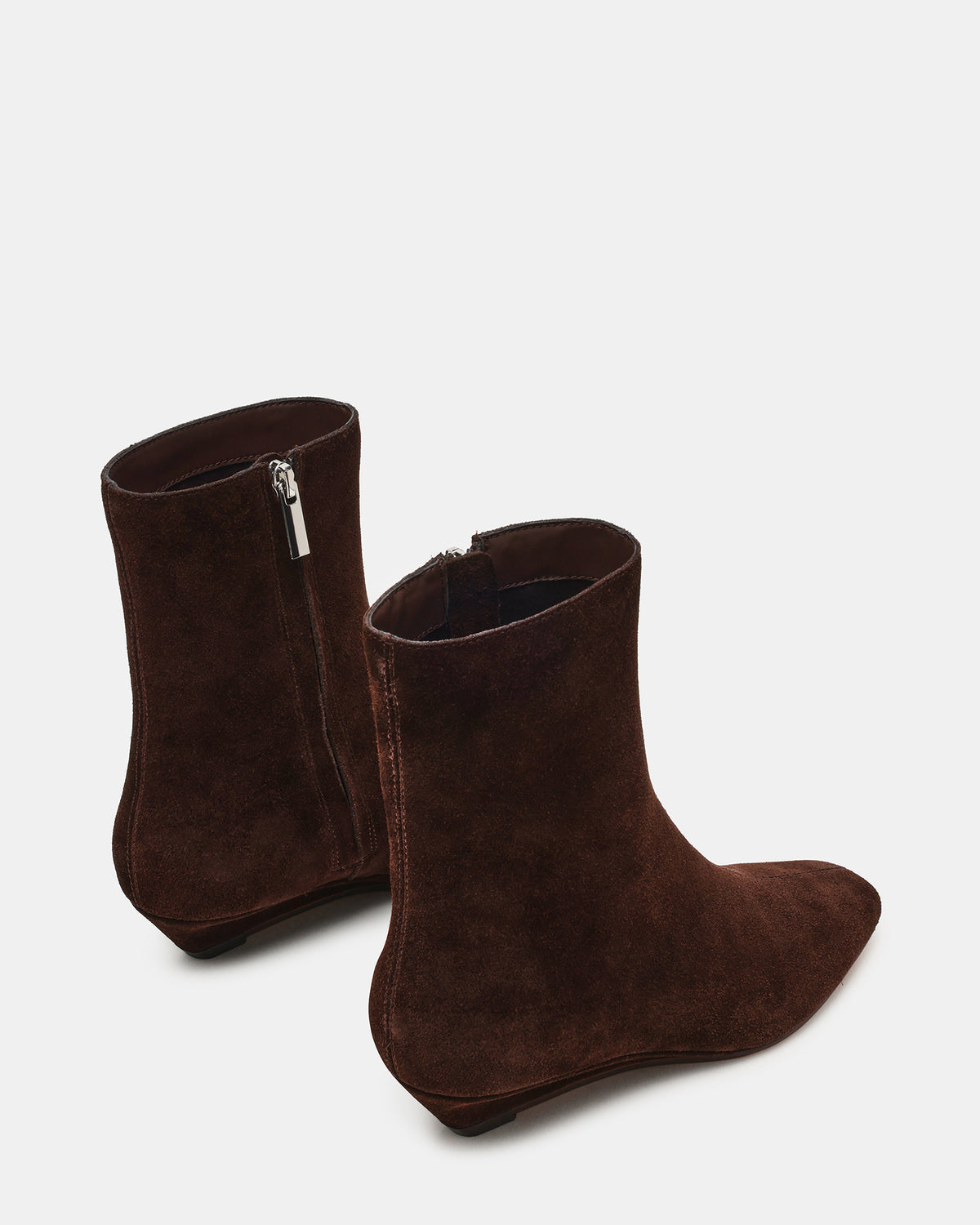 FLAIRE Brown Suede Square-Toe Wedge Bootie Women's Ankle Boot