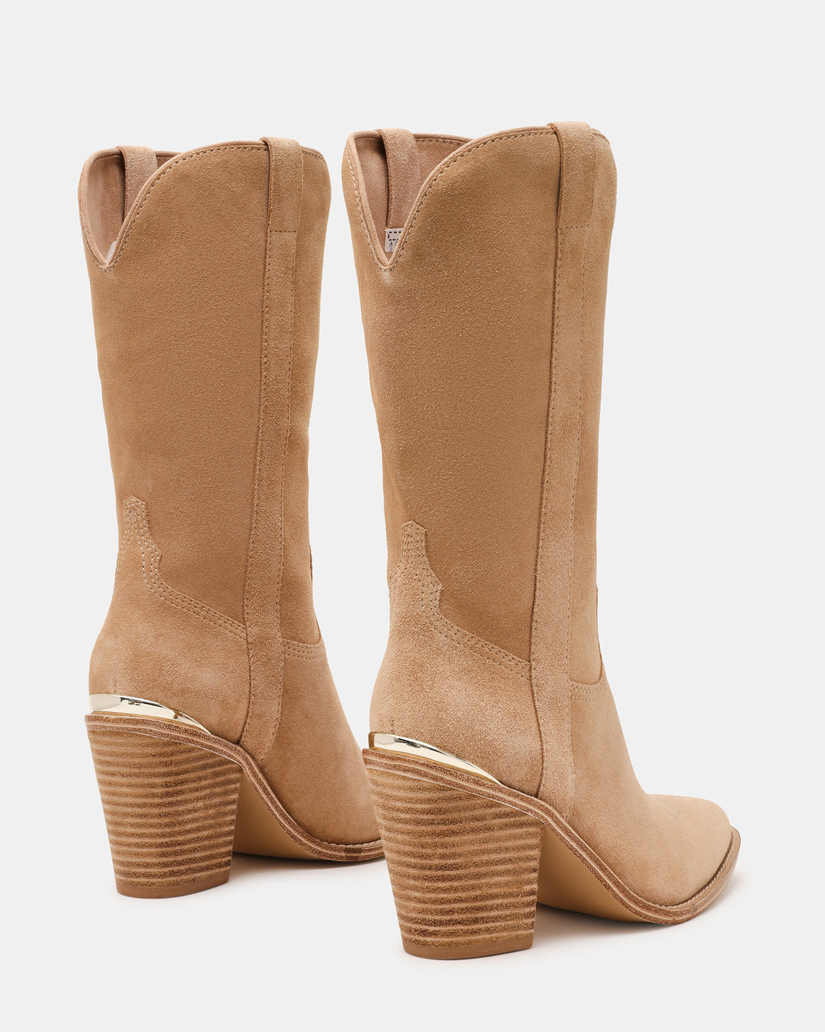 SALLY Sand Suede Pointed-Toe Western Block Heel Women's Boot