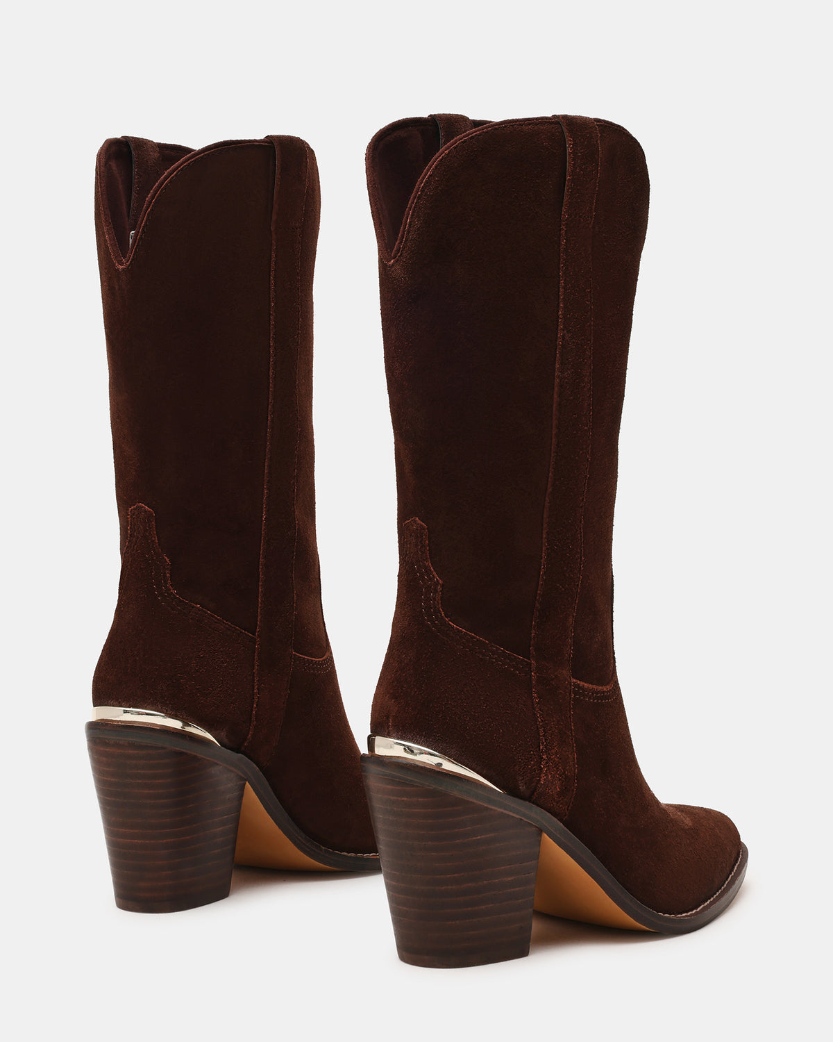 SALLY Brown Suede Pointed-Toe Western Block Heel Women's Boot
