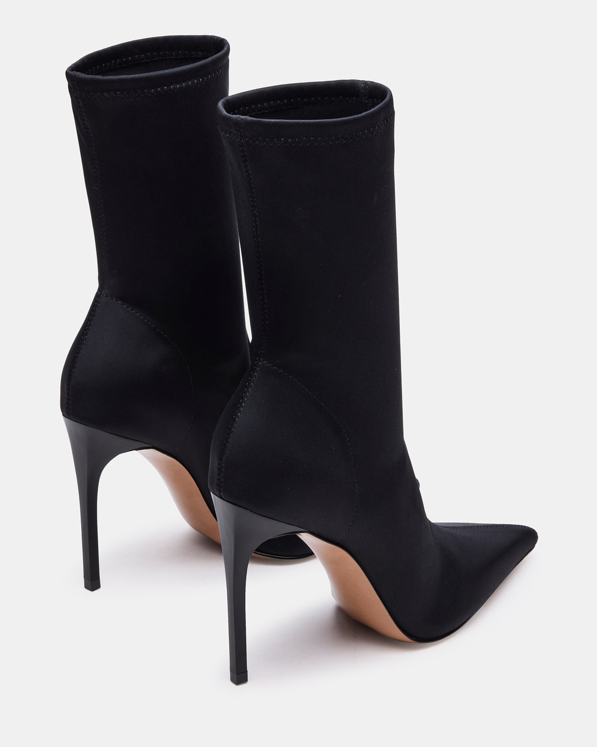 MIDNITE Black Pointed-Toe Stiletto Heel Sock Women's Ankle Boot