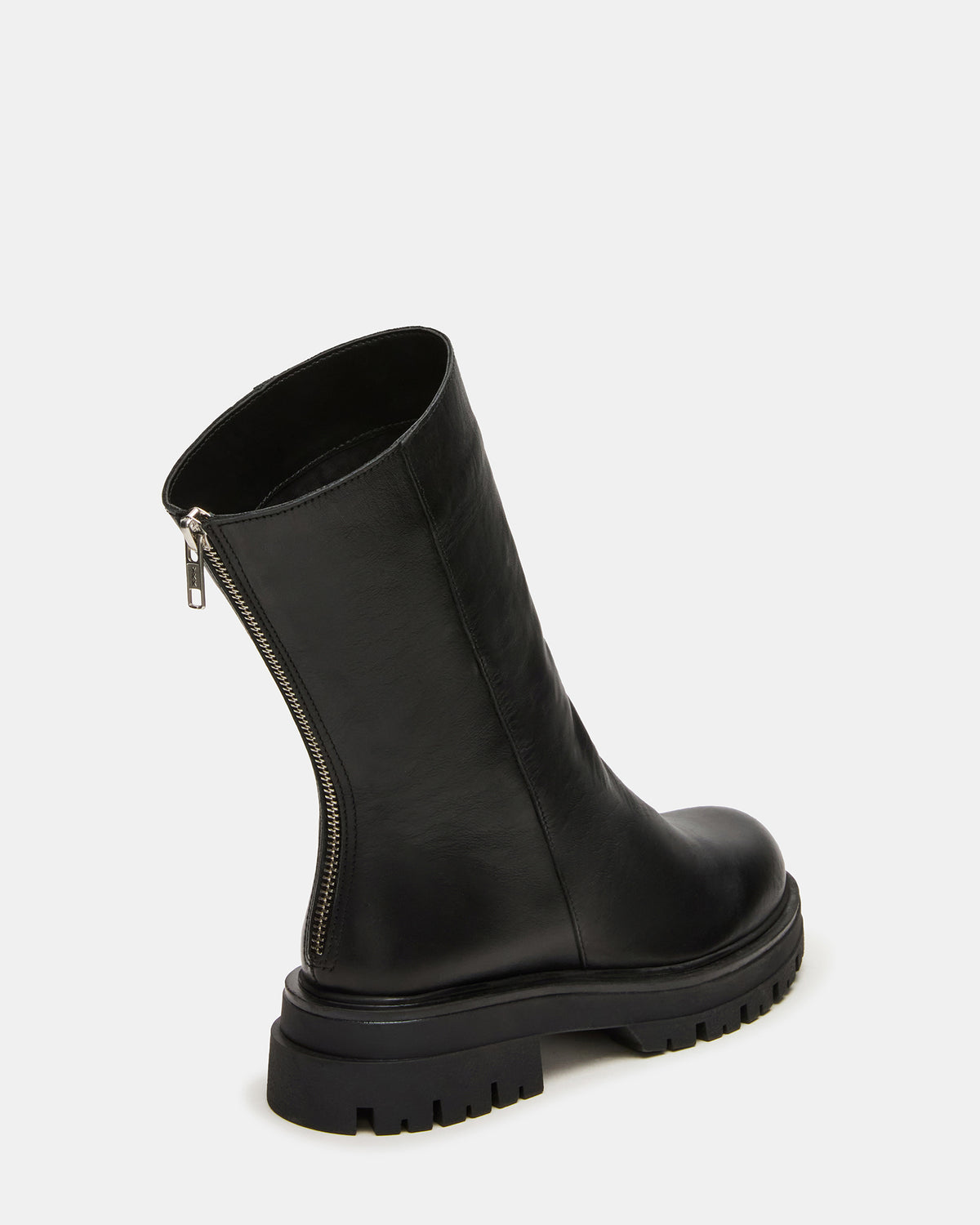 LAMI Black Leather Lug Sole Women's Ankle Boot