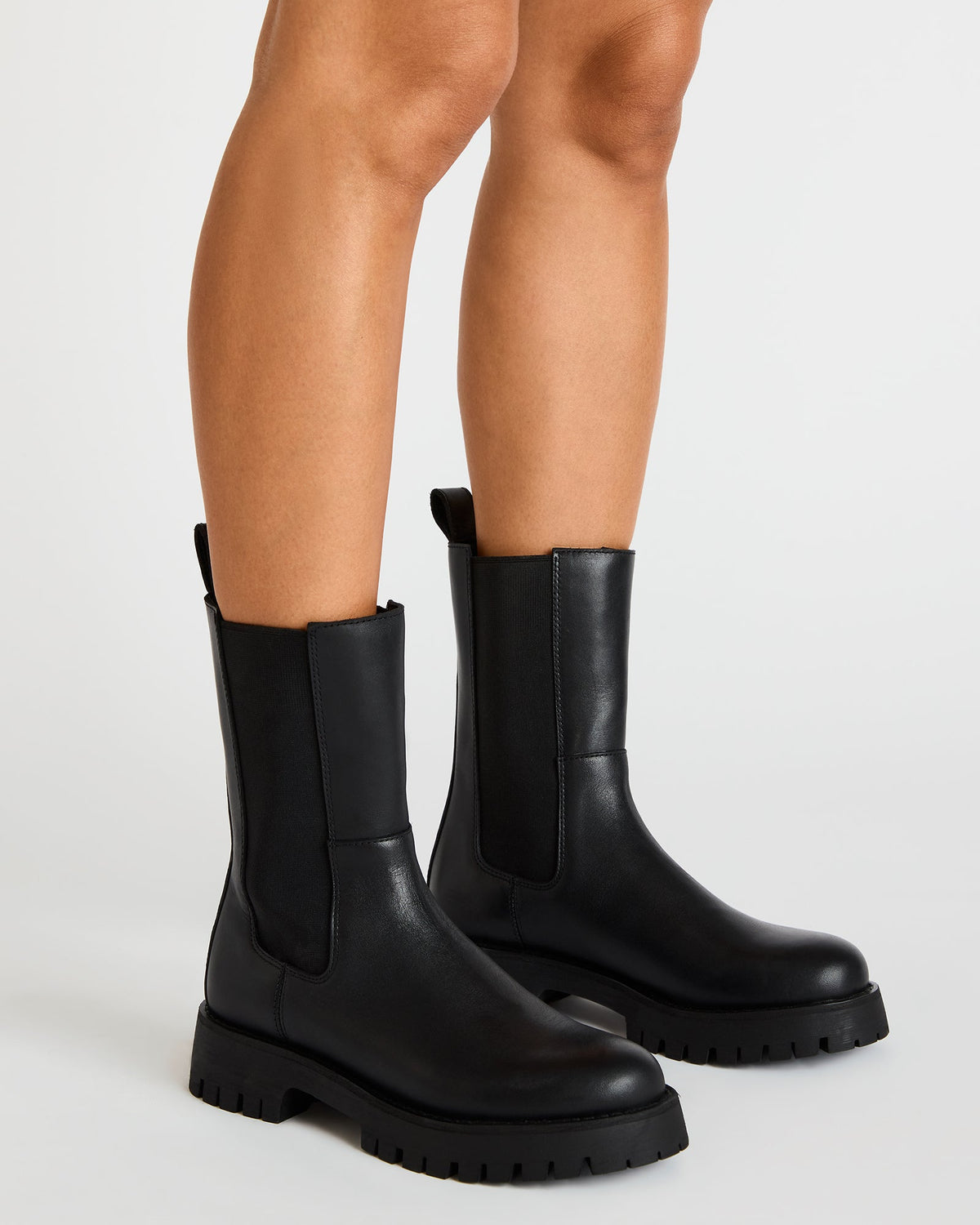 LOWA Brown Leather Lug Chelsea Platform Women's Ankle Boot