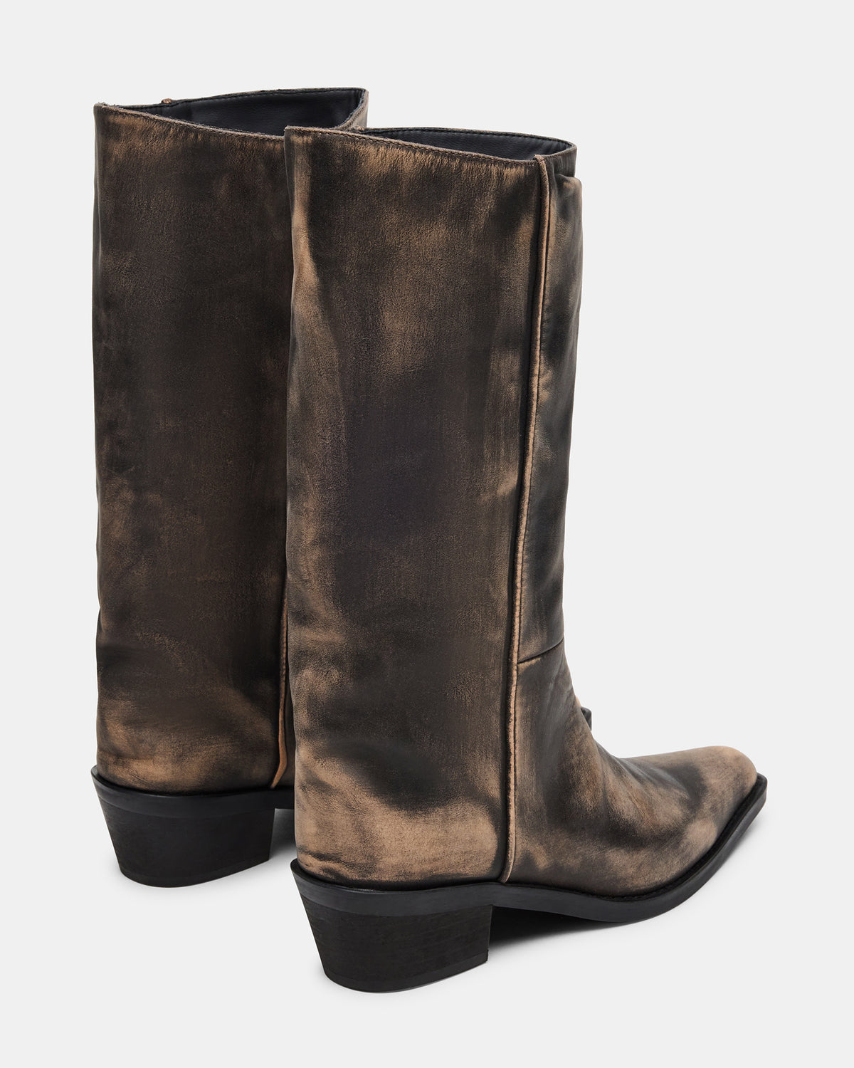 RAPTOR Black Distressed Pointed-Toe Block Heel Western Women's Boot