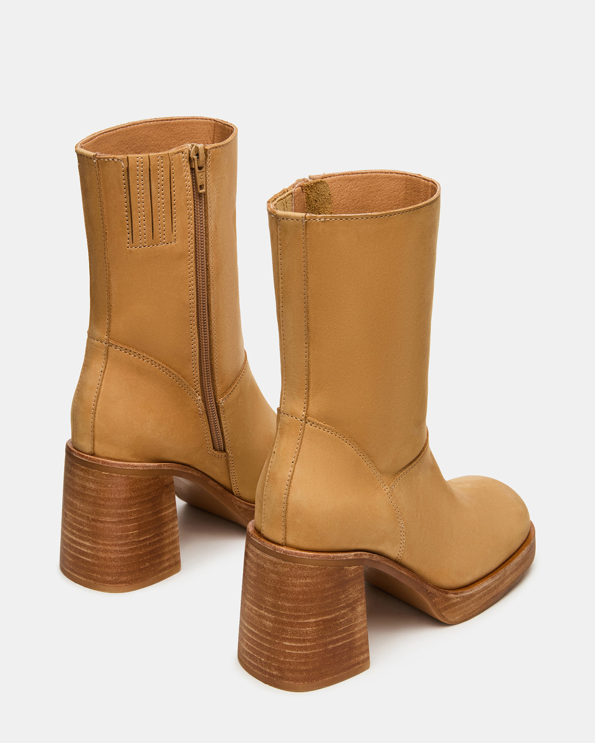 FUSION Banana Leather Square-Toe Block Heel Women's Ankle Boot