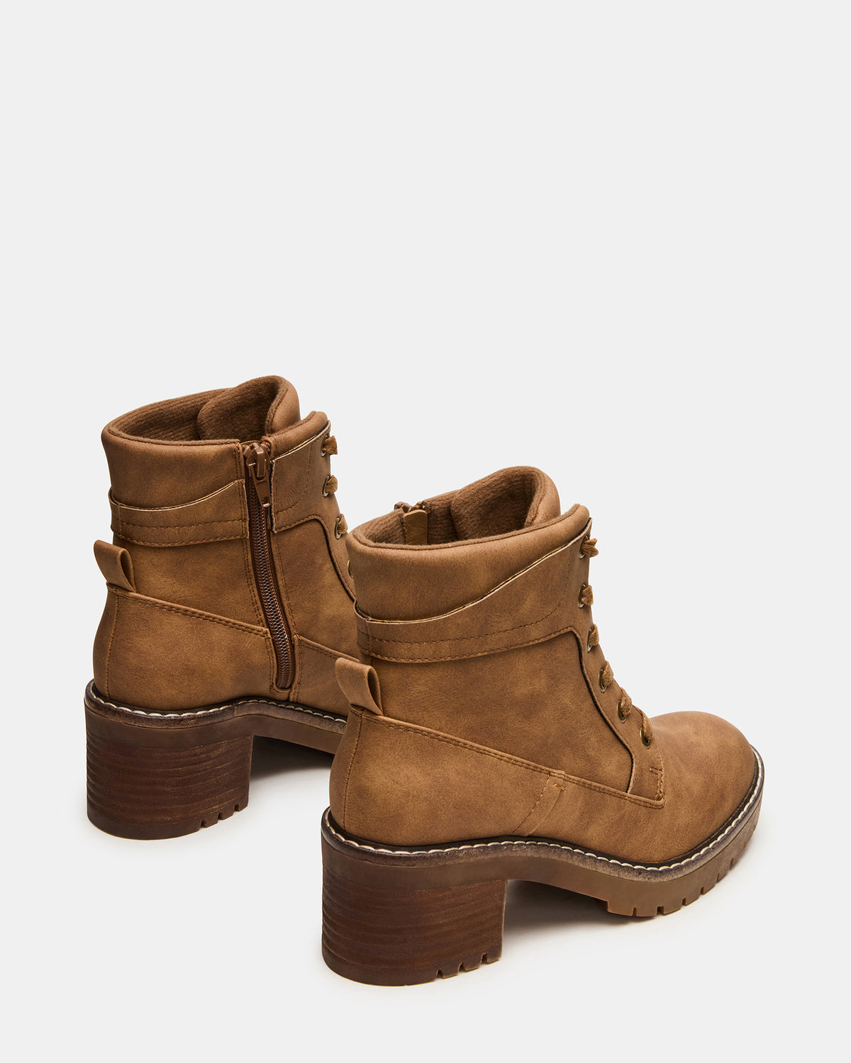 TUFF Taupe Lace-Up Block Heel Women's Ankle Boot
