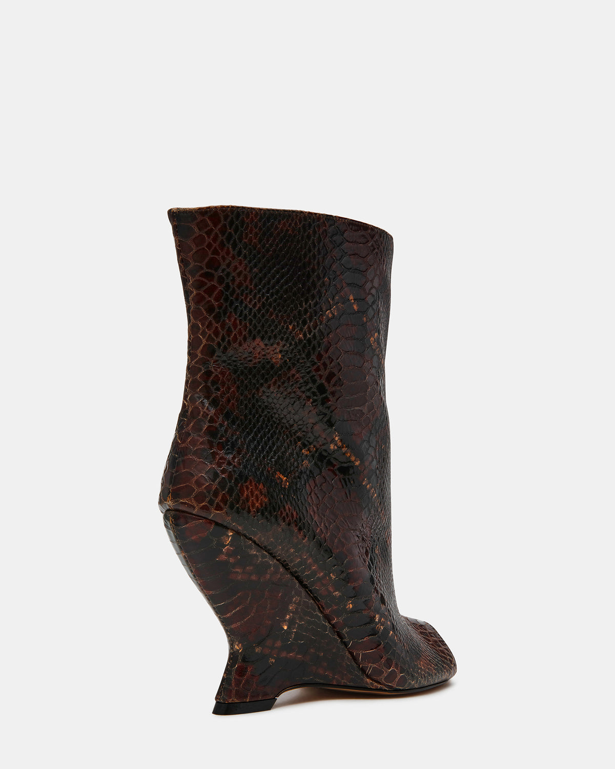 RYLIX Brown Snake Wedge Peep-Toe Women's Ankle Boot