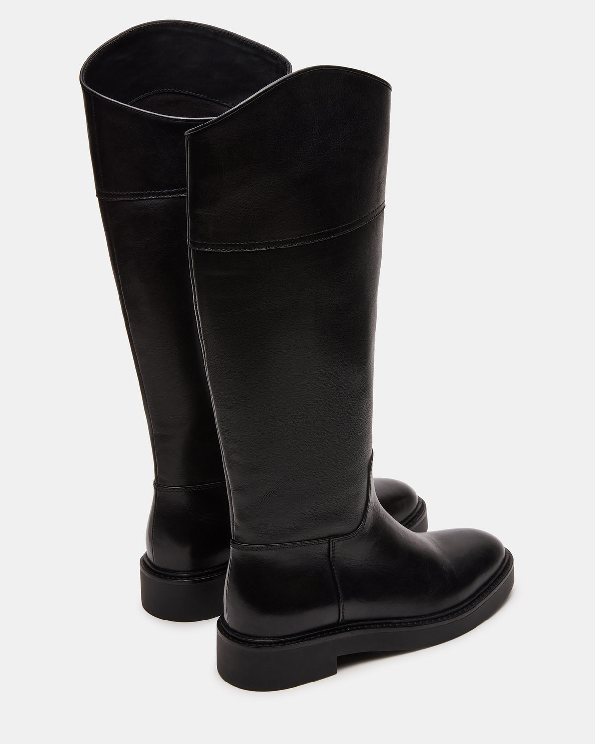 RADKE Black Leather Knee-High Rounded Toe Riding Women's Boot