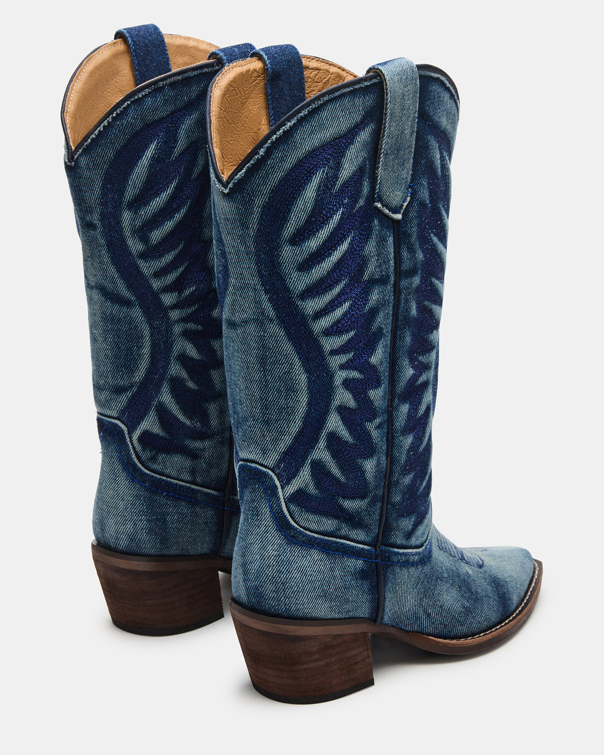 ALBANY Denim Fabric Wide Calf Pointed-Toe Women's Western Boot
