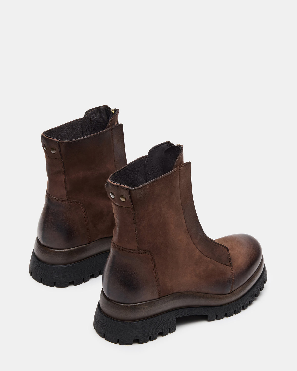 MILTON Brown Leather Moto Women's Ankle Boot