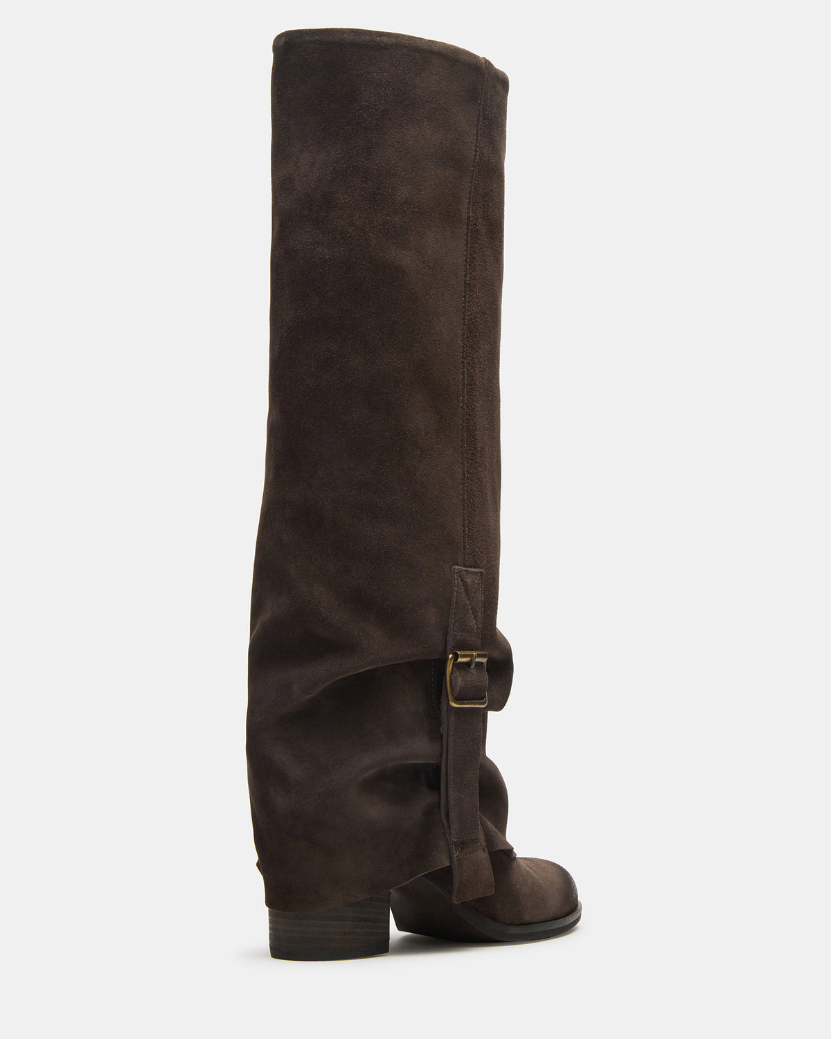 BOZEMAN Dark Taupe Suede Knee-High Fold-Over Cuffed Women's Boot