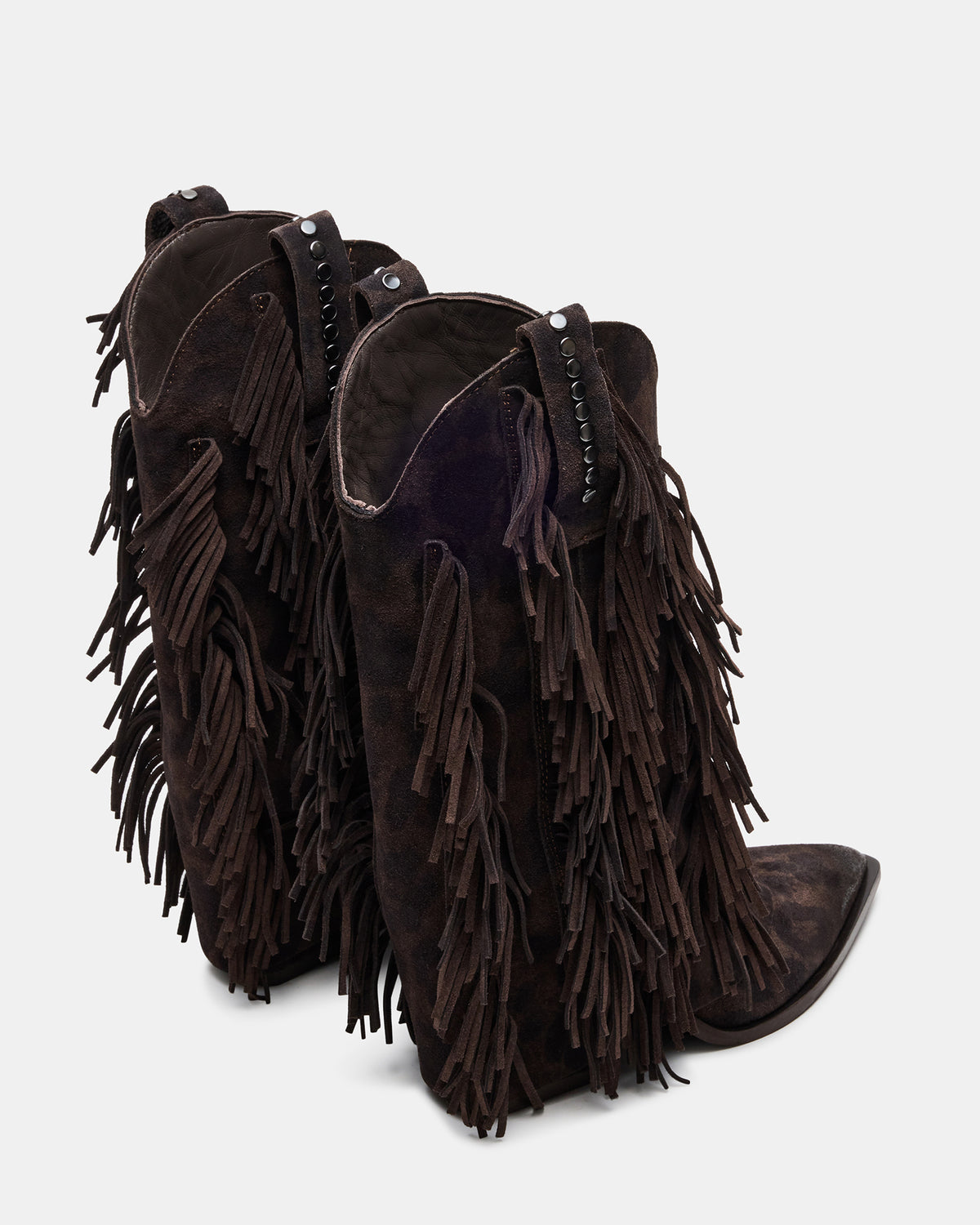 LANDMARK Brown Leopard Cuffed Fringe Western Women's Ankle Boot