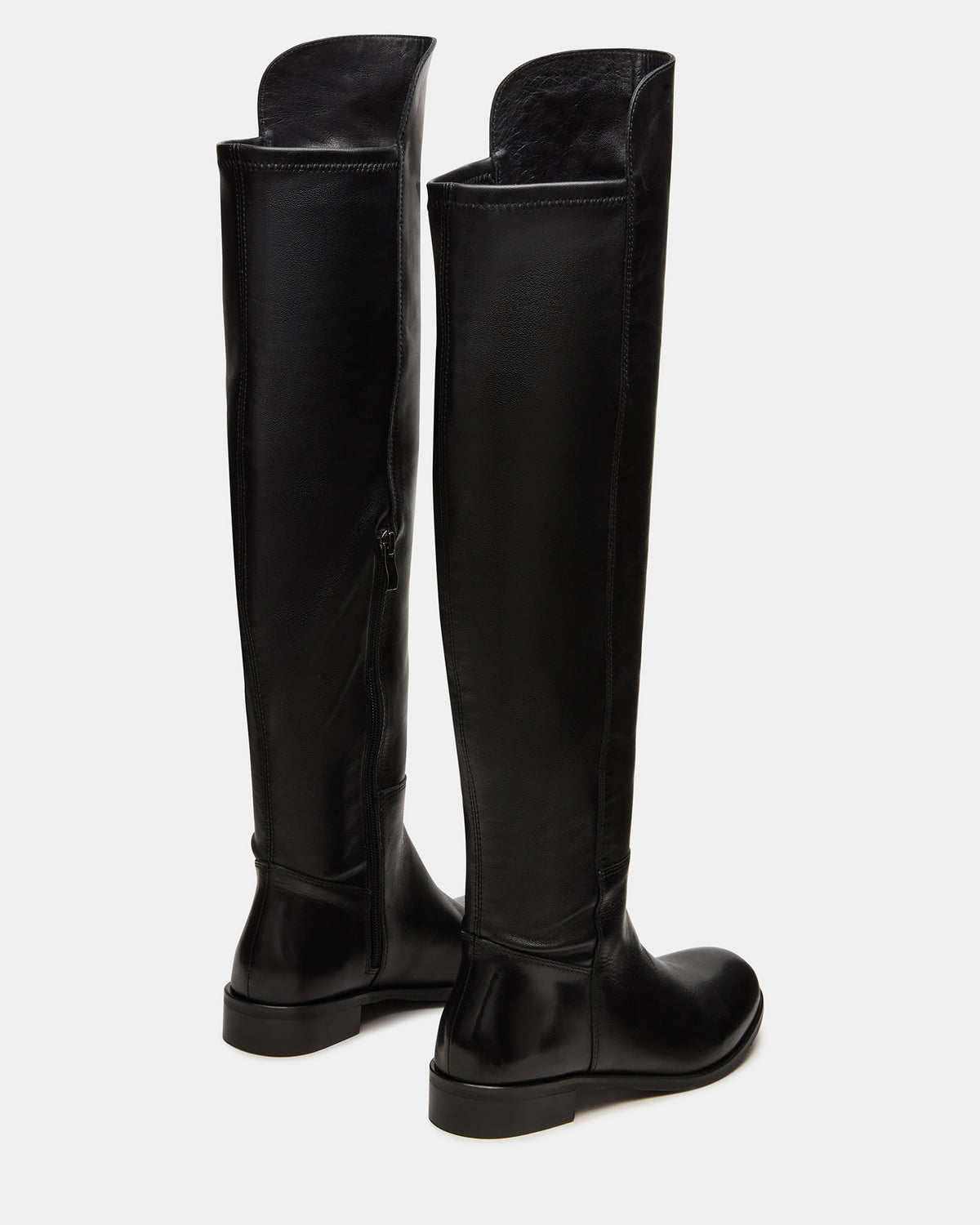 LANCASTER Black Leather Over-the-Knee Round Toe Women's Boots
