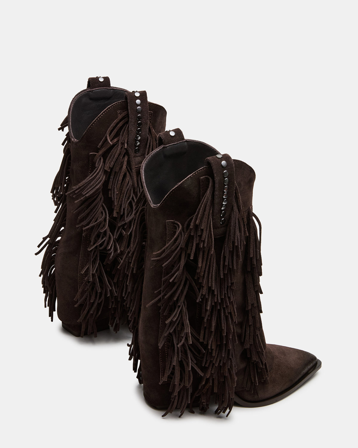 LANDMARK Brown Suede Cuffed Fringe Western Women's Ankle Boot