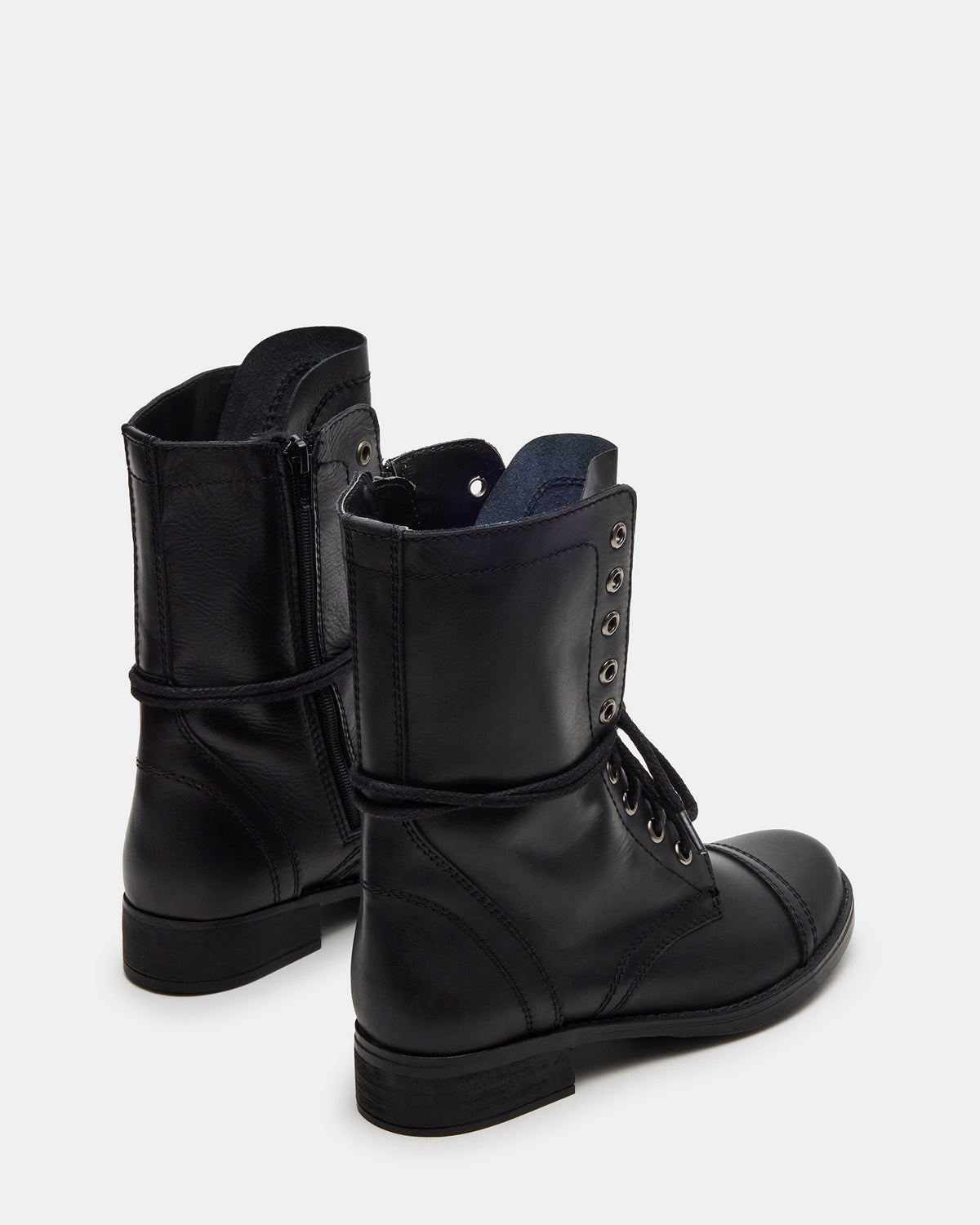 TROOPA3.0 Black Leather Women's Moto Combat Ankle Boot