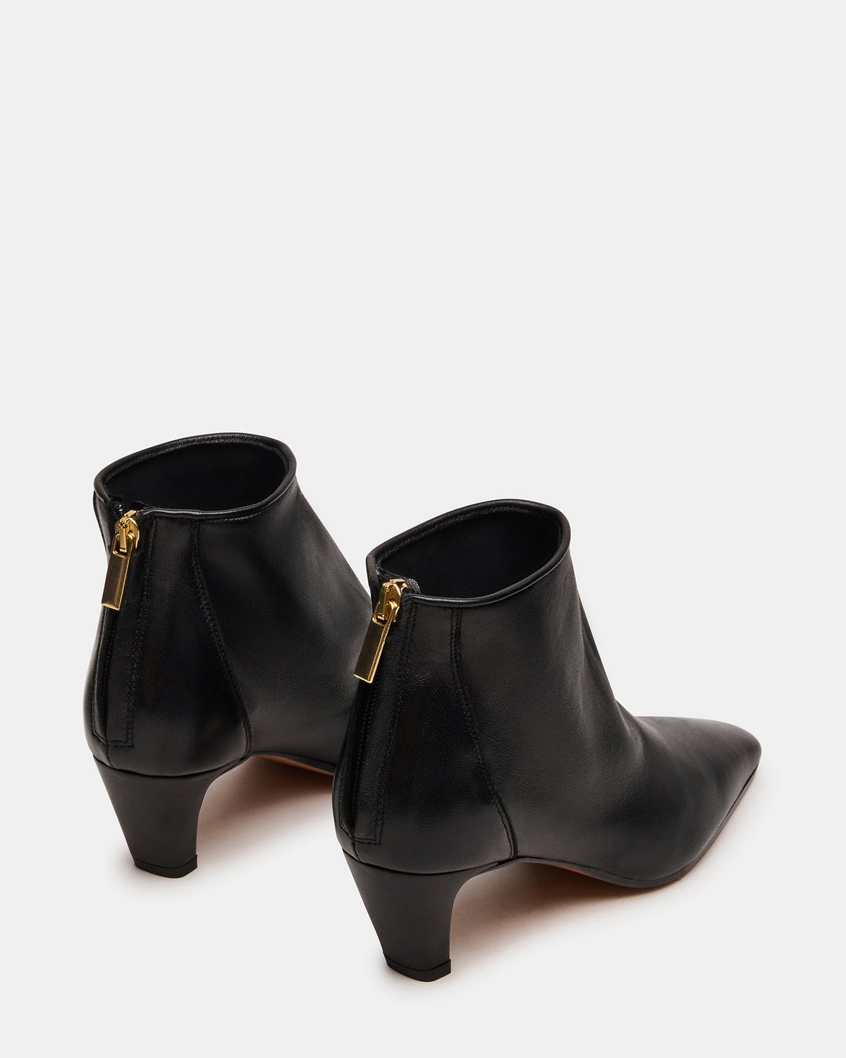 JUNO Black Leather Square-Toe Women's Ankle Boot