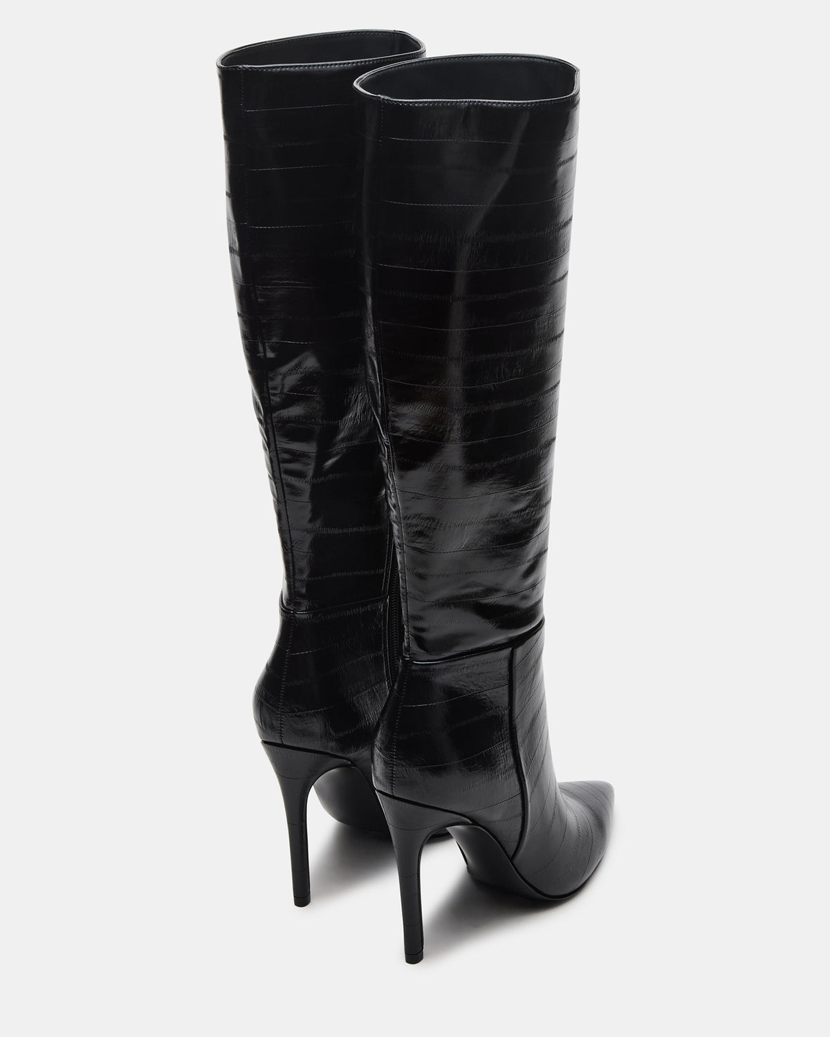 NITRO Black Eel Pointed-Toe Stiletto Heel Knee-High Women's Boots