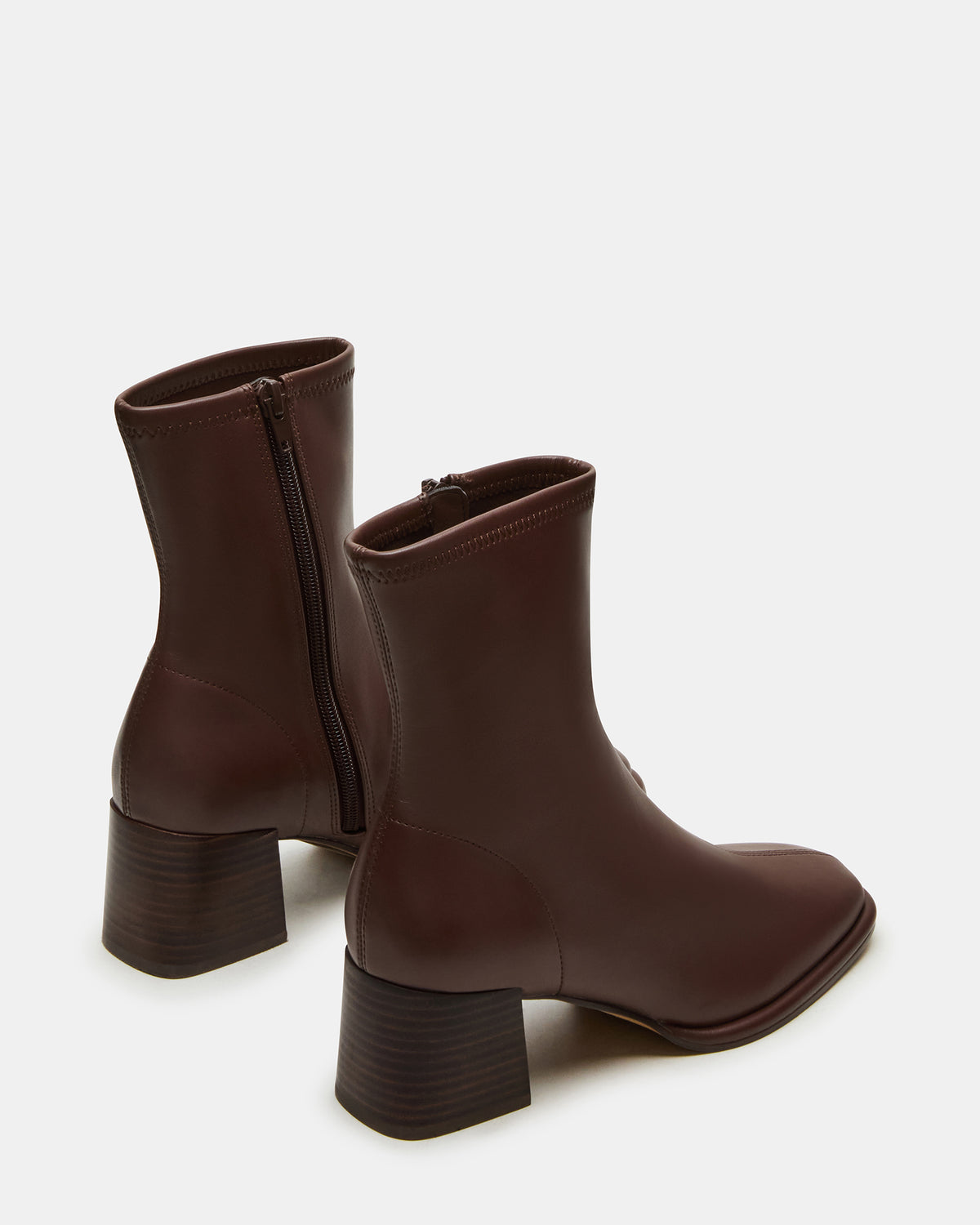 PAMMY Brown Square-Toe Block Heel Women's Ankle Boot