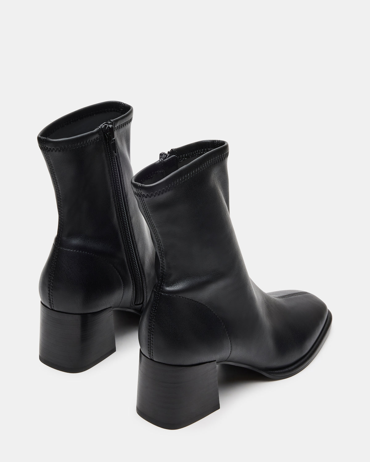 PAMMY Black Square-Toe Block Heel Women's Ankle Boot