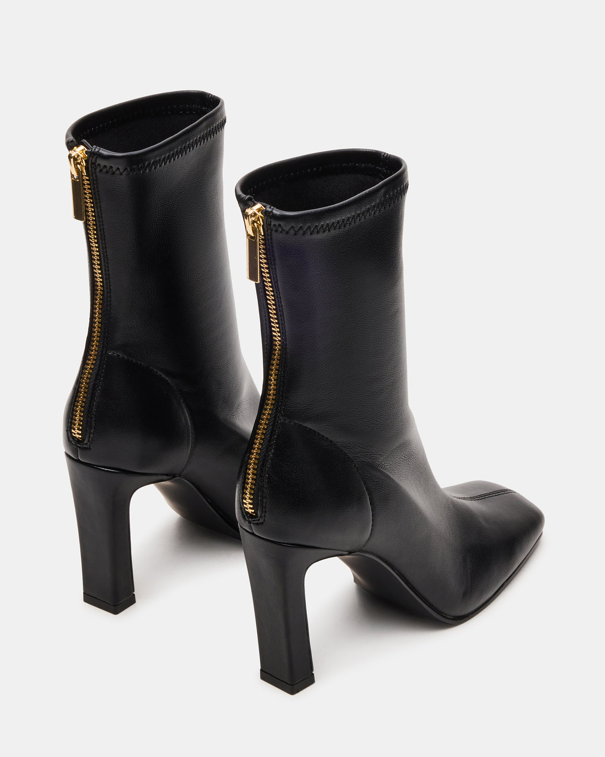 KHELAN Black Square-Toe Heeled Women's Ankle Boot