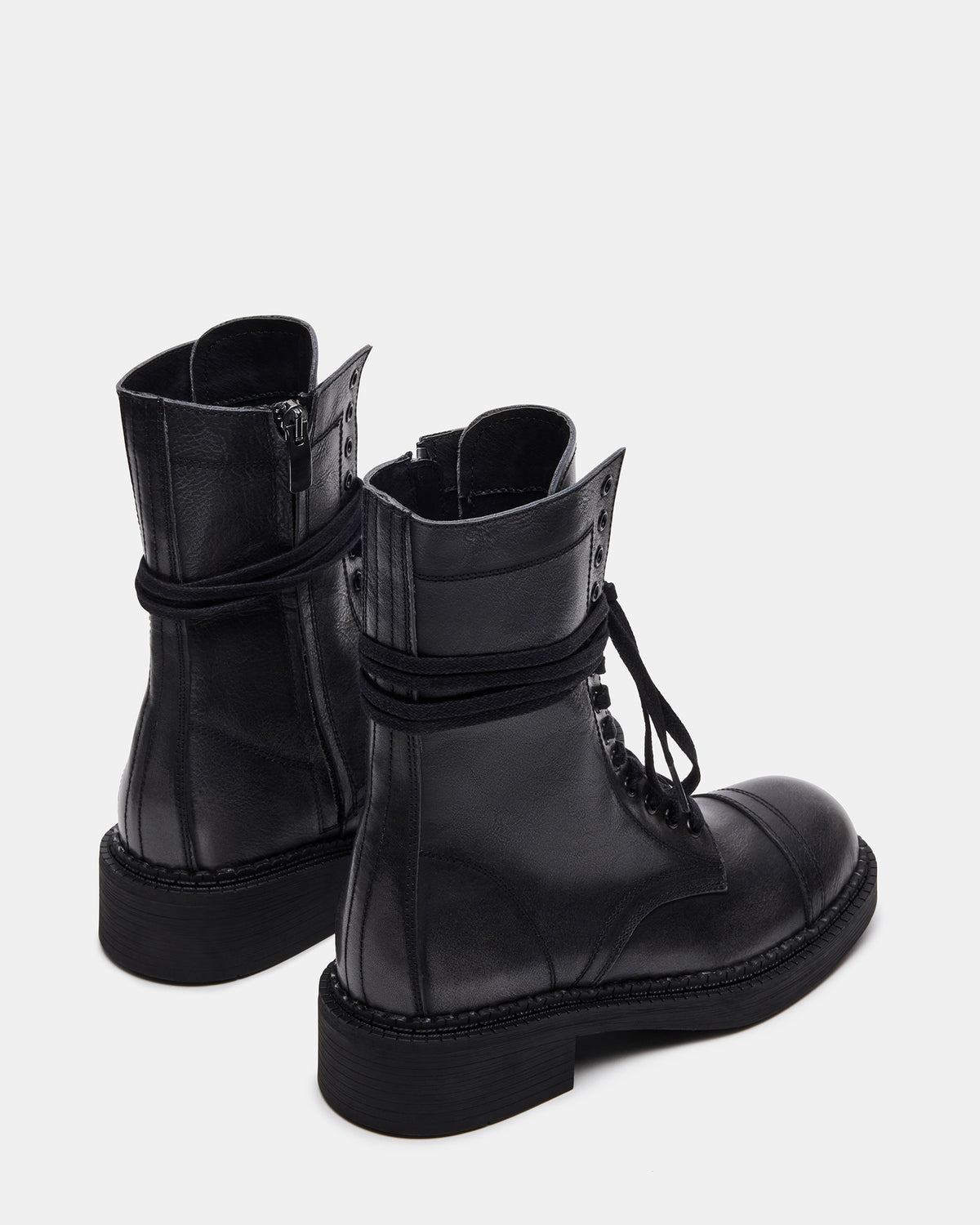 CRIMSON Black Distressed Moto Combat Women's Ankle Booties