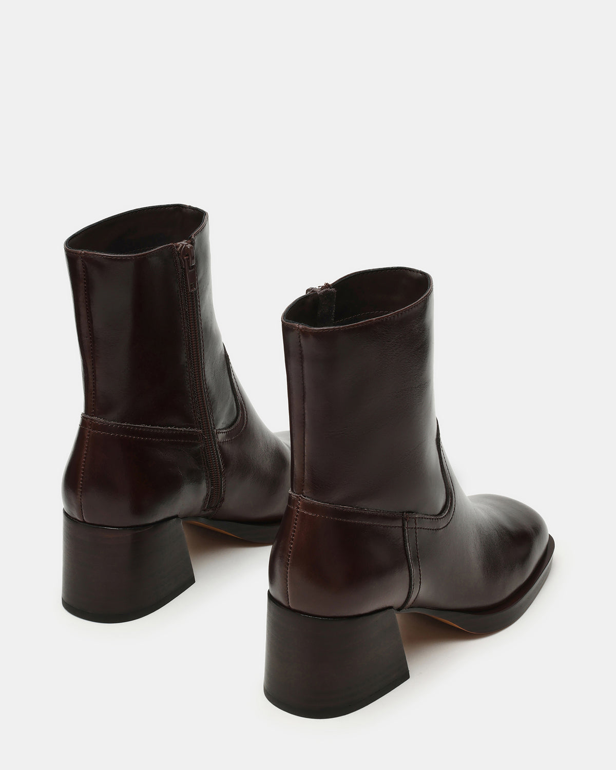 LATCHES Brown Leather Square-Toe Block Heel Women's Ankle Boot
