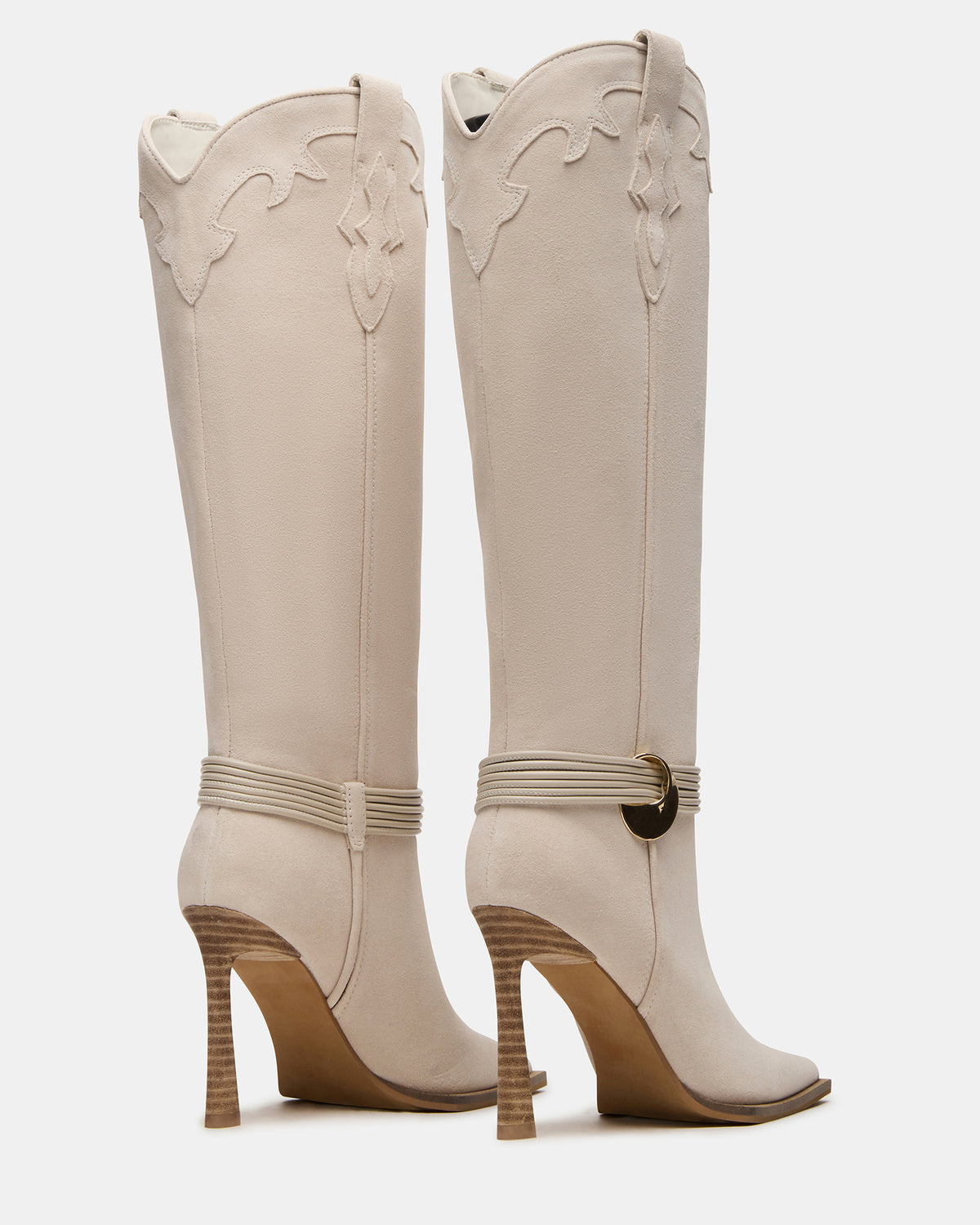 KYNDALL Bone Suede Pointed-Toe Stiletto Heeled Knee-High Women's Boot