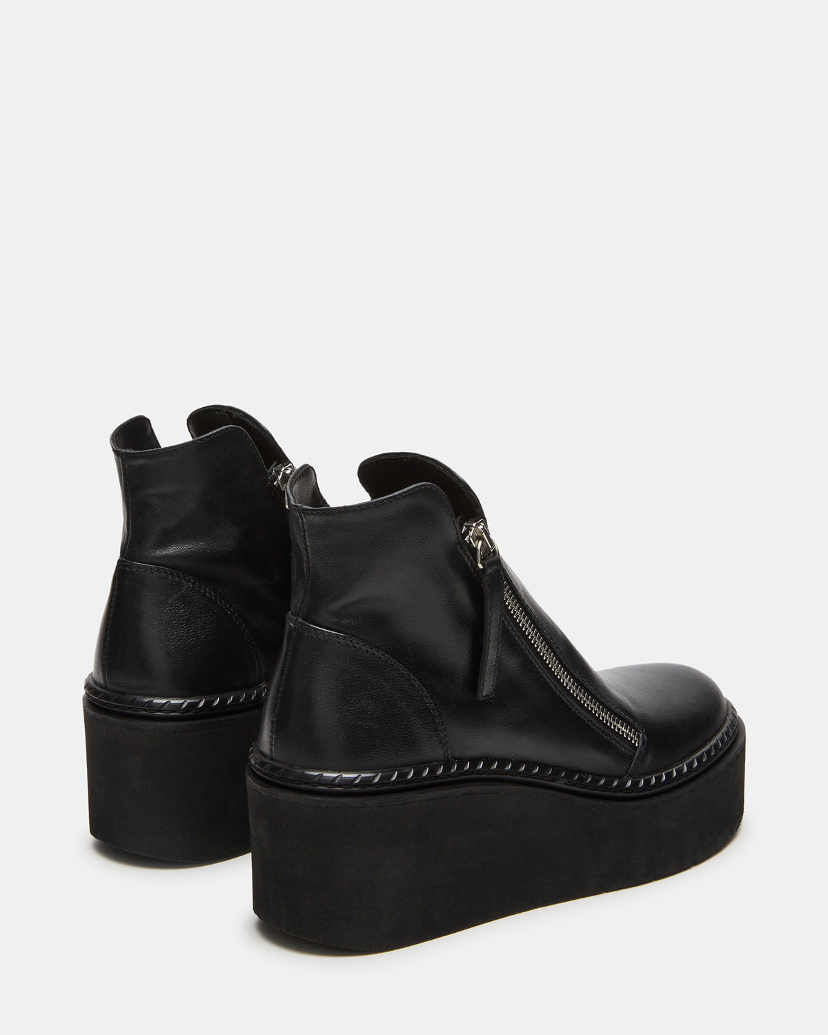 DRIFT Black Leather Platform Moto Women's Ankle Boot
