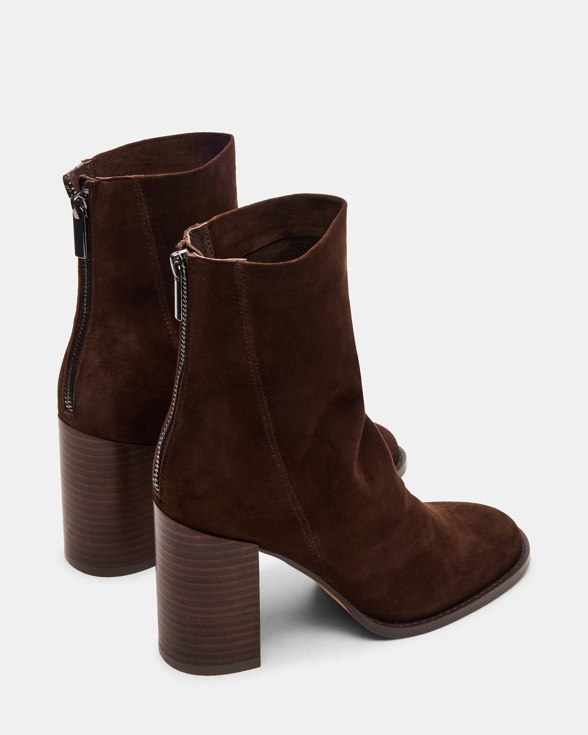 OBSESSION Chocolate Brown Suede Rounded Toe Block Heel Women's Ankle Boot