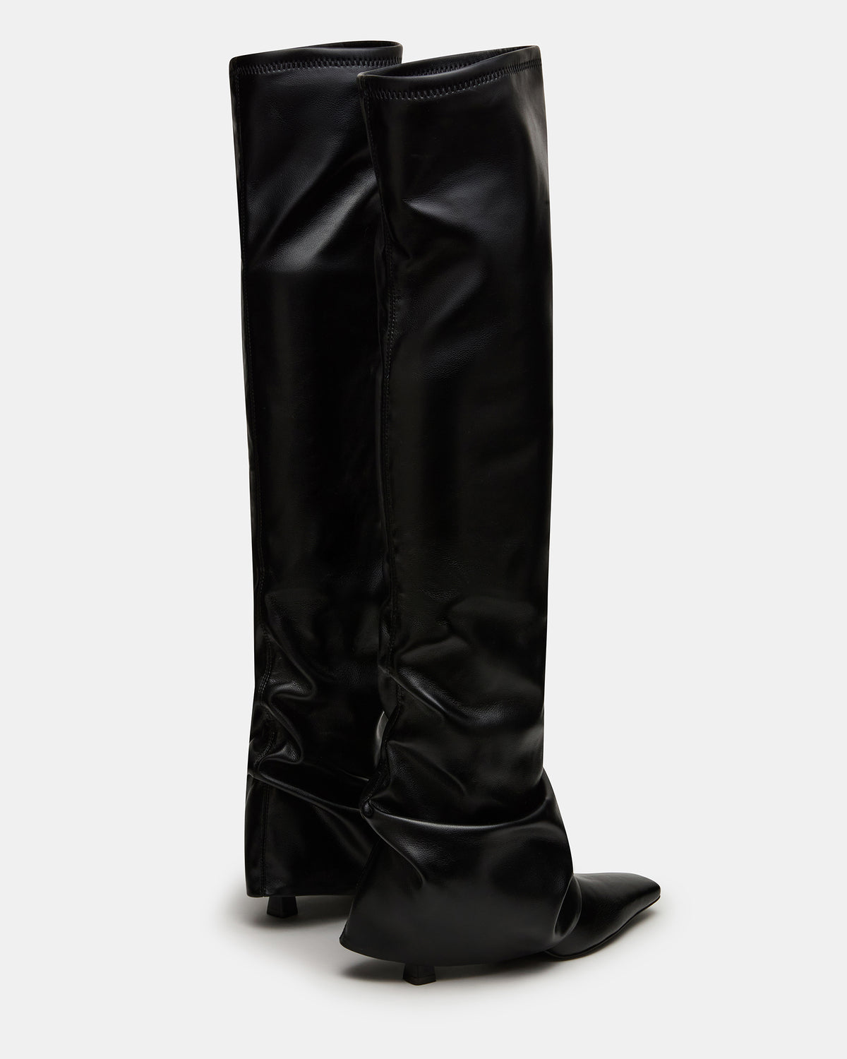 TATIANA Black Square Toe Cuffed Knee-High Women's Boot