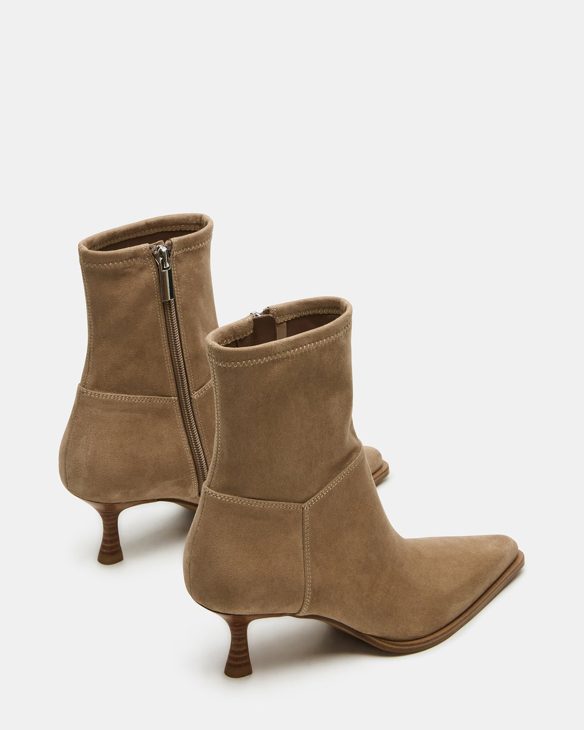STASIA Taupe Pointed-Toe Kitten Heel Women's Ankle Boot
