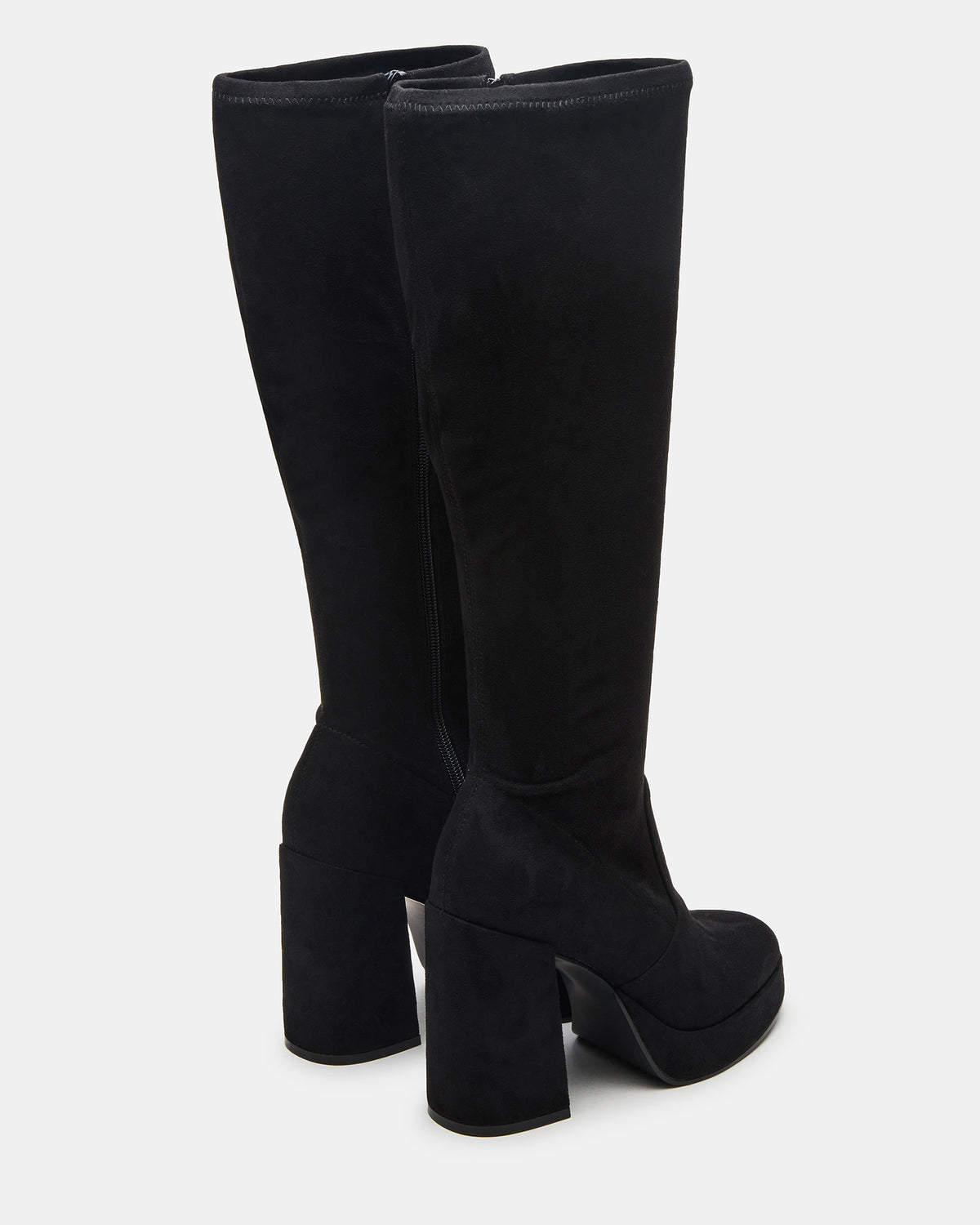 TWAIN Black Wide Calf Knee-High Block Heel Women's Boot