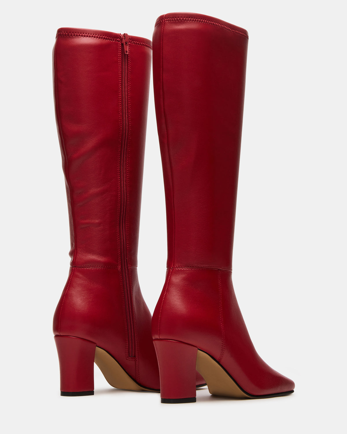 ELLIOT Red Square-Toe Knee-High Block Heel Women's Boot Steve Madden RED