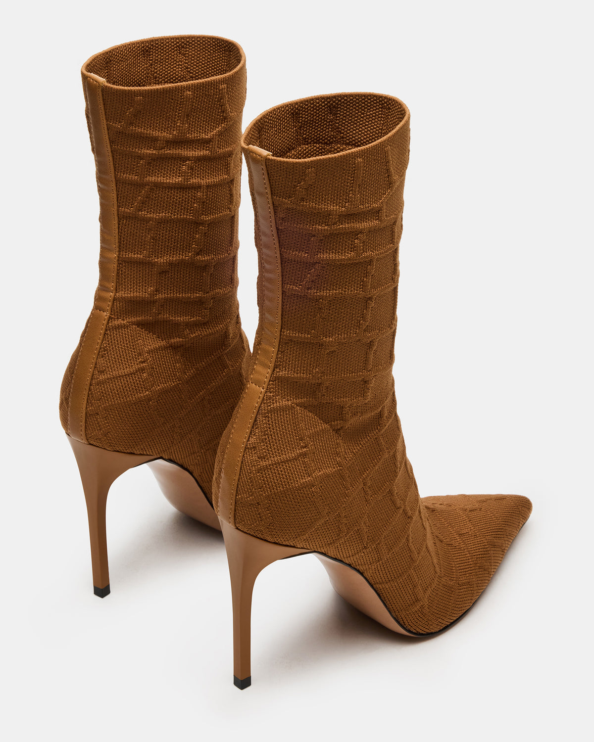 MIDNITE Tan Crocodile Pointed-Toe Stiletto Heel Sock Women's Ankle Boot