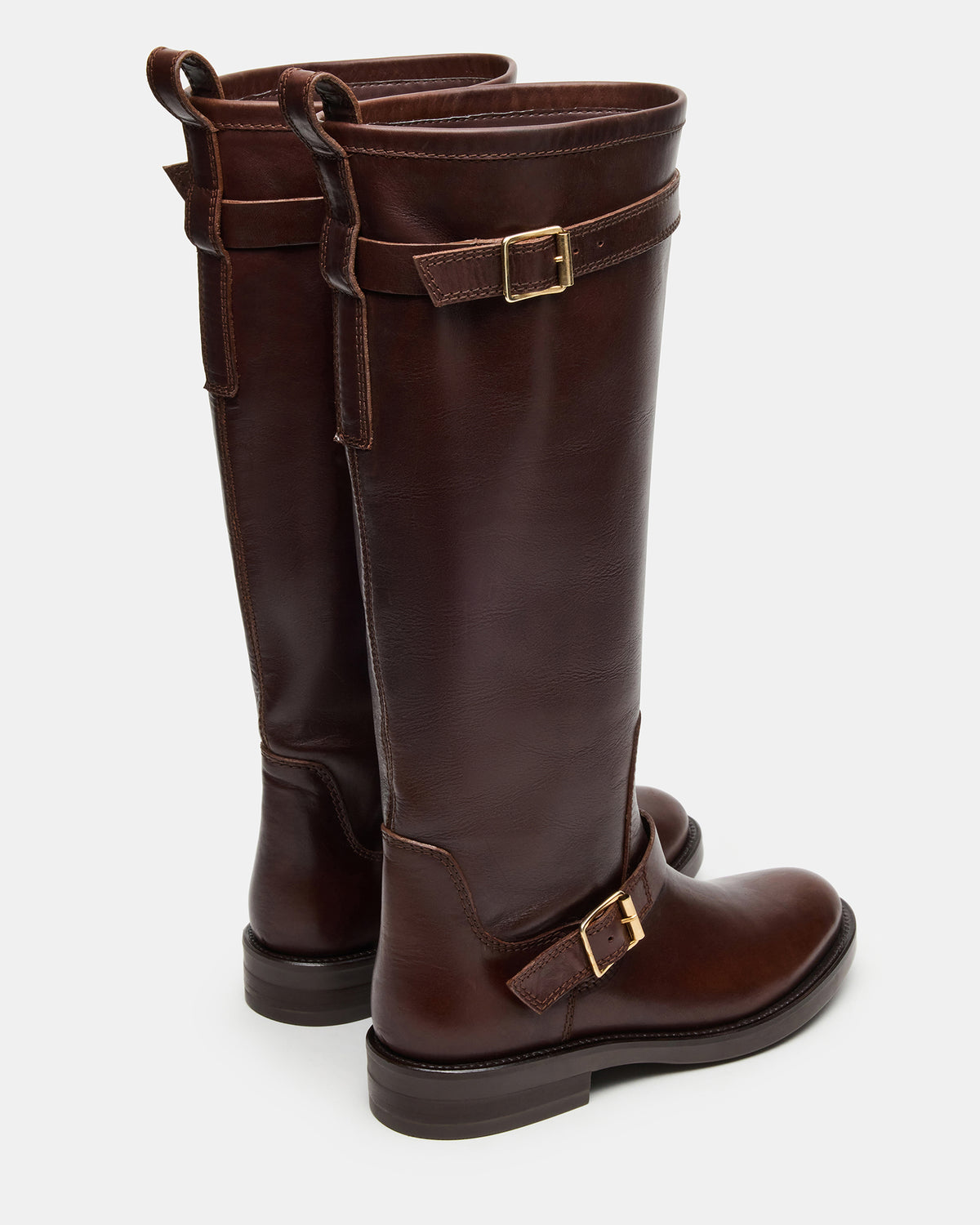 SADY Brown Leather Knee-High Rounded Toe Women's Boot