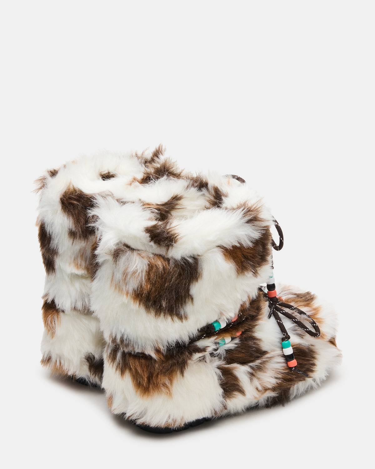 MIRO Brown Multi Faux Fur Chunky Lace-Up Women's Bootie